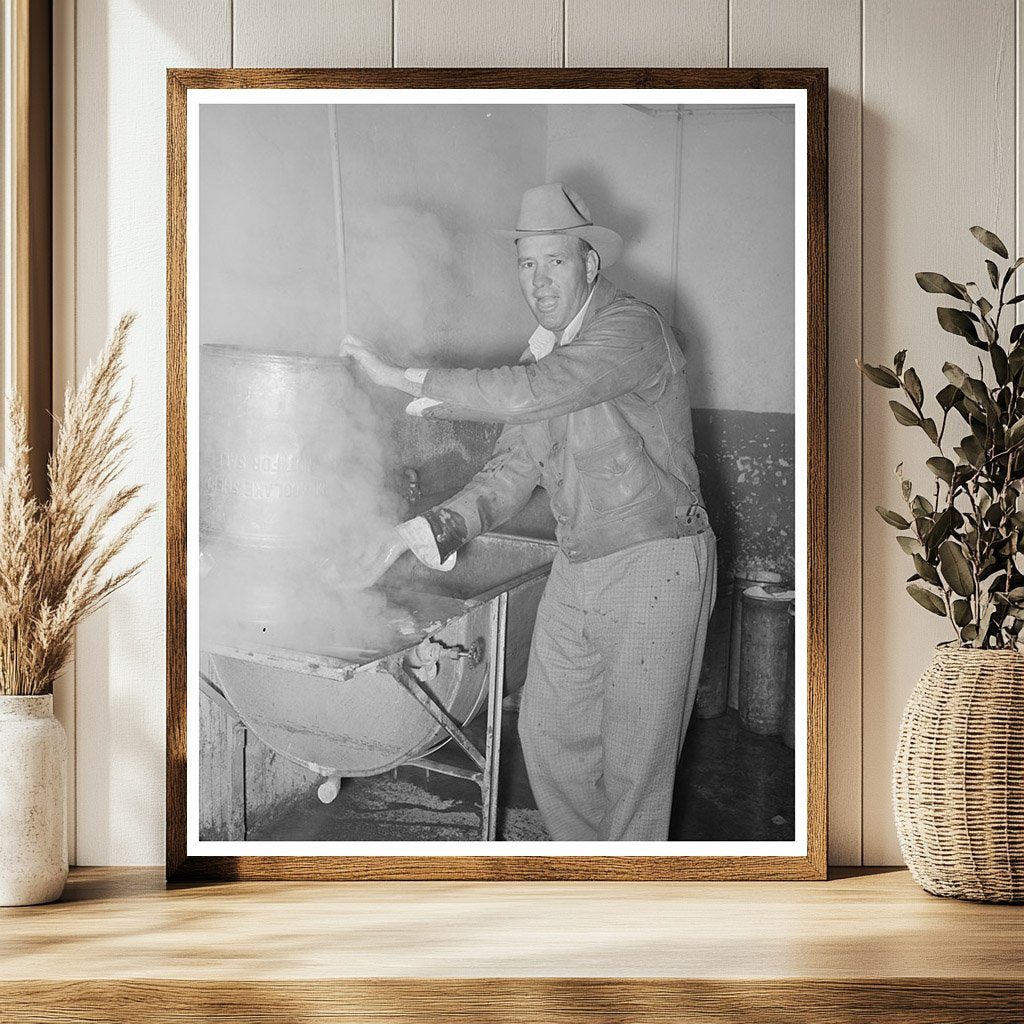 Farmer Steaming Milk Cans San Angelo Texas 1939
