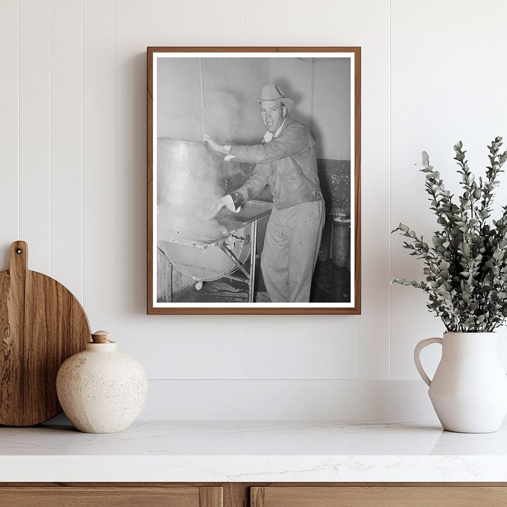 Farmer Steaming Milk Cans San Angelo Texas 1939