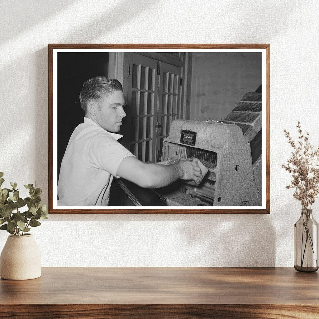 Vintage Bakery Scene Slicing Bread San Angelo 1939