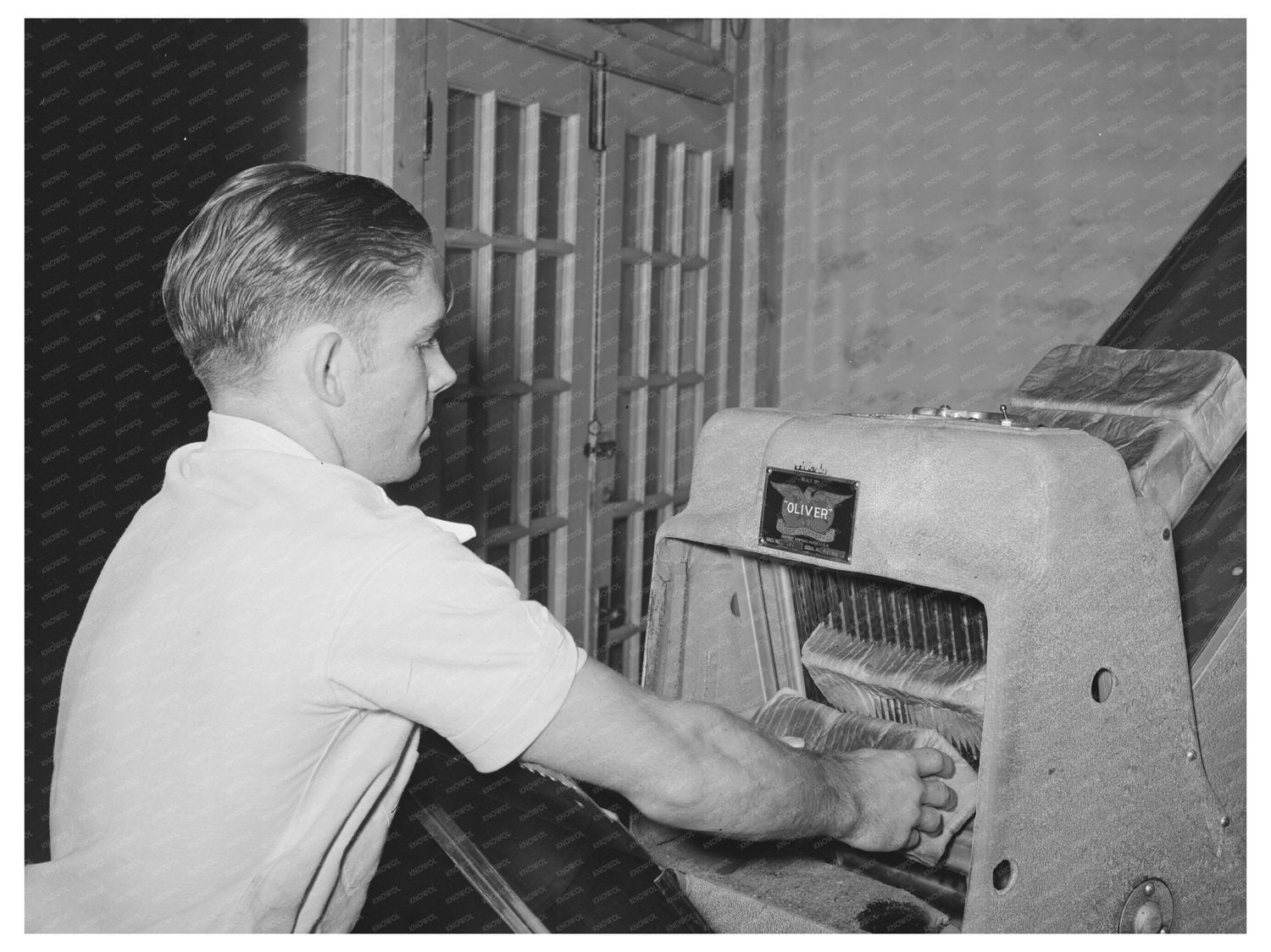 San Angelo Bakery Scene Slicing Bread November 1939