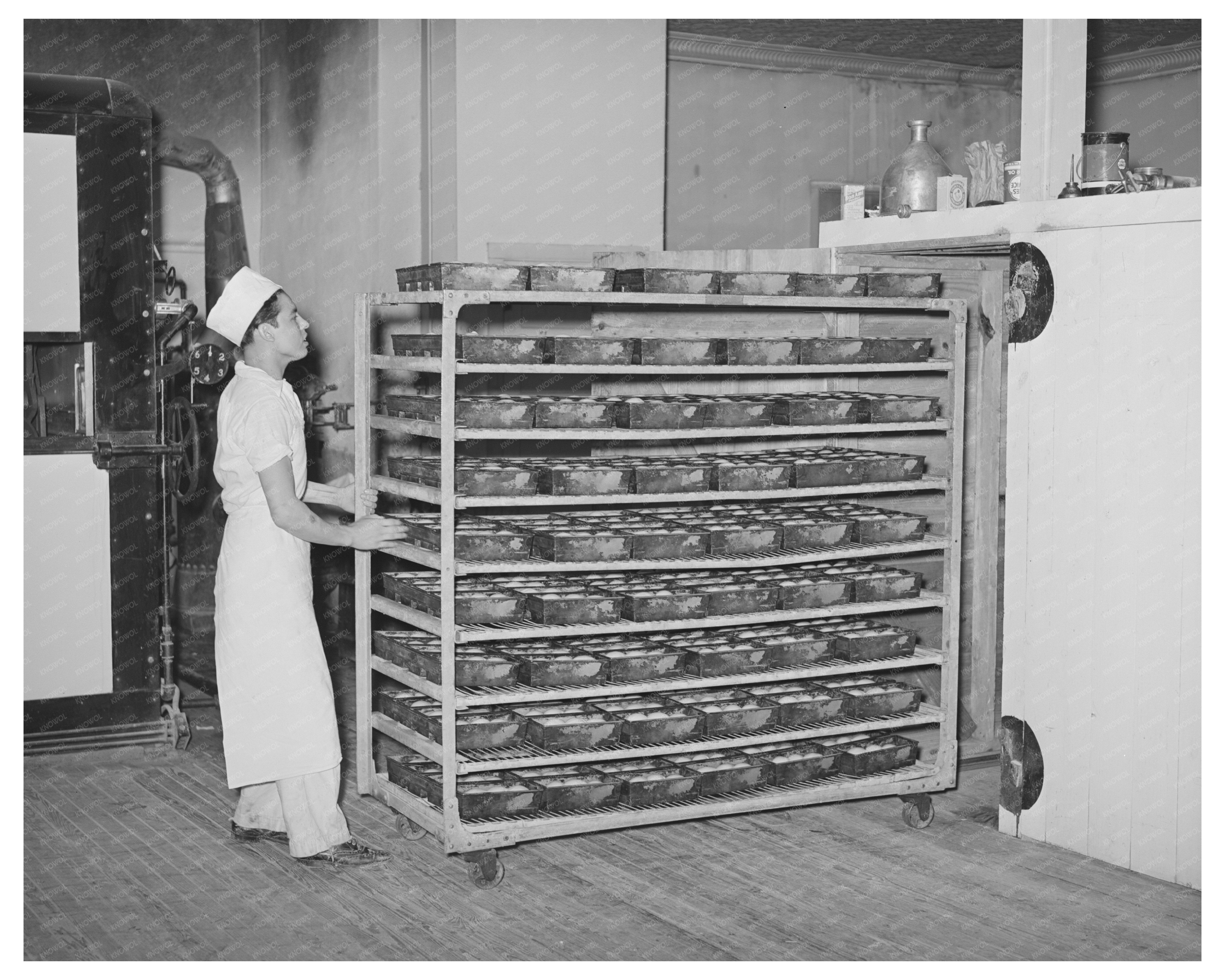 Workers Transporting Bread in Bakery San Angelo Texas 1939