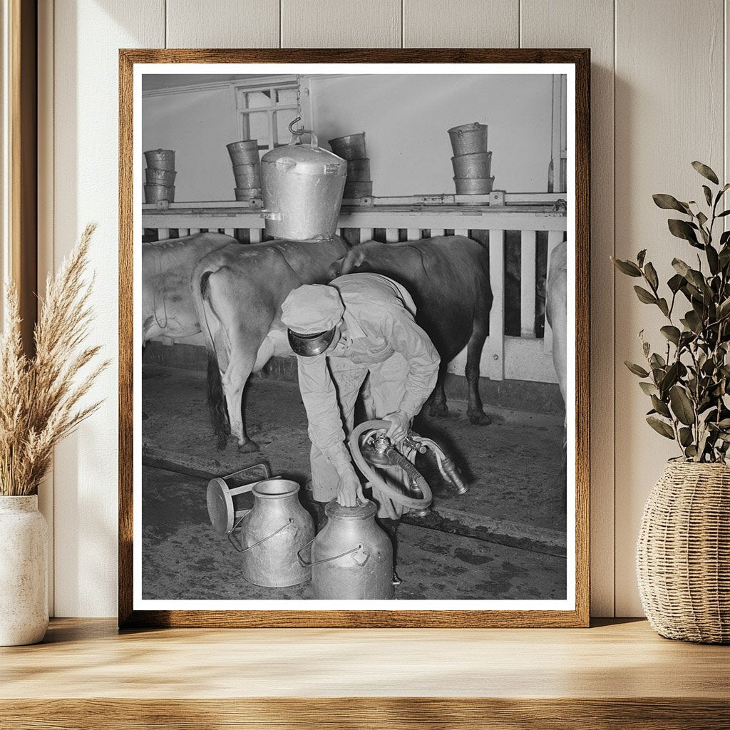 Vintage Milkman with Vacuum Milking Equipment 1939