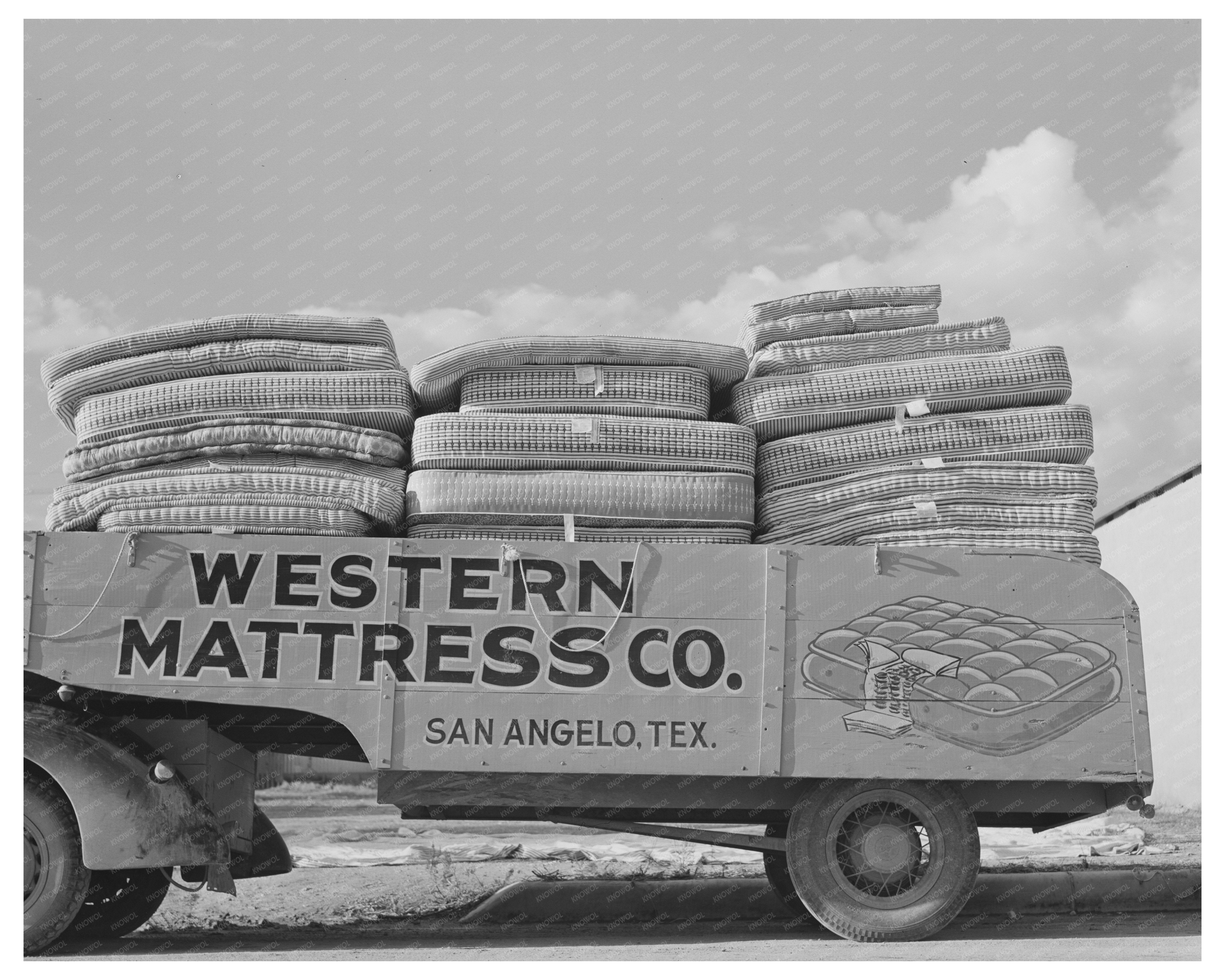 Truck Loaded with Mattresses in San Angelo Texas 1939