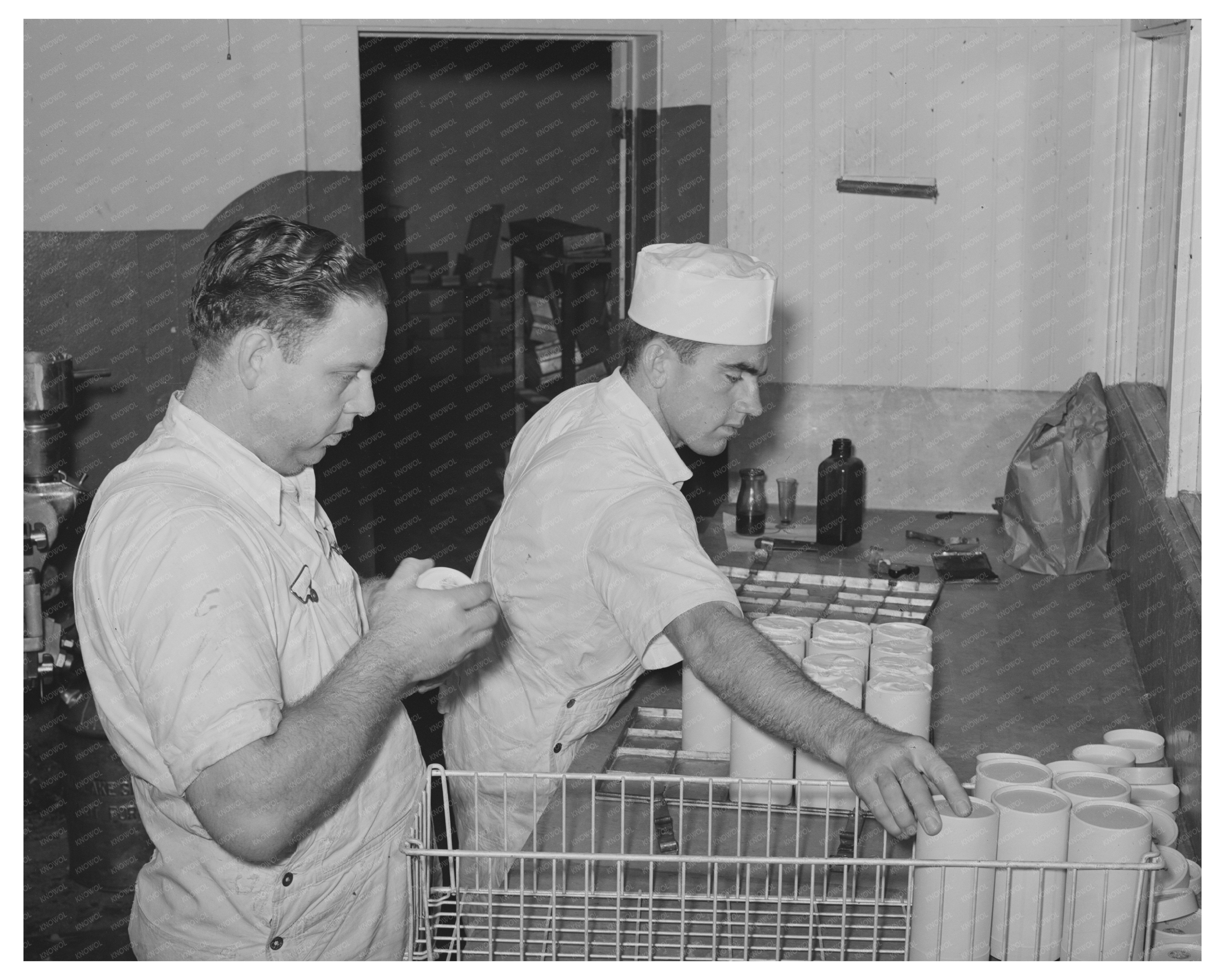 Ice Cream Mix Scraping Process in San Angelo 1939