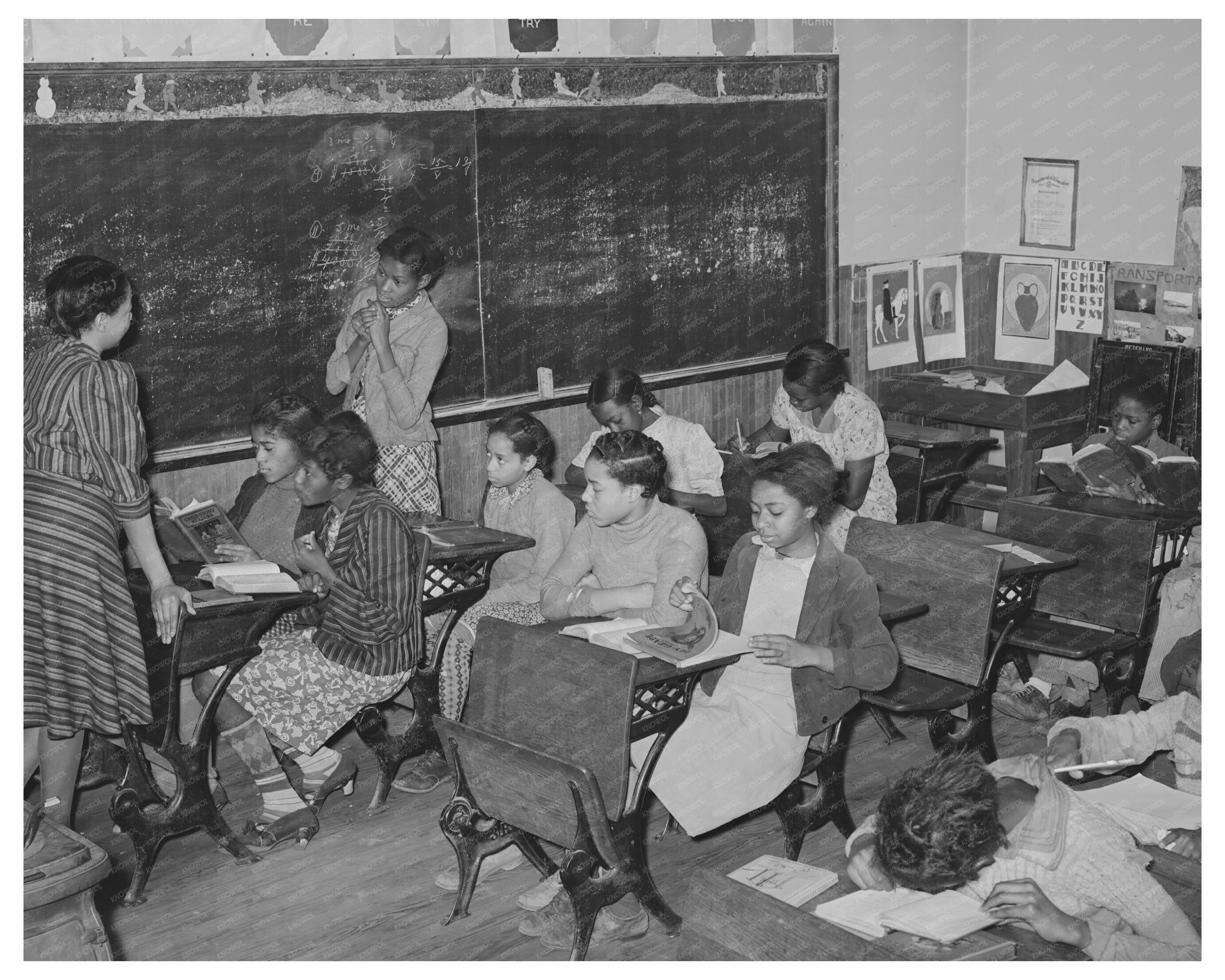 Rural School Scene with African American Children 1940