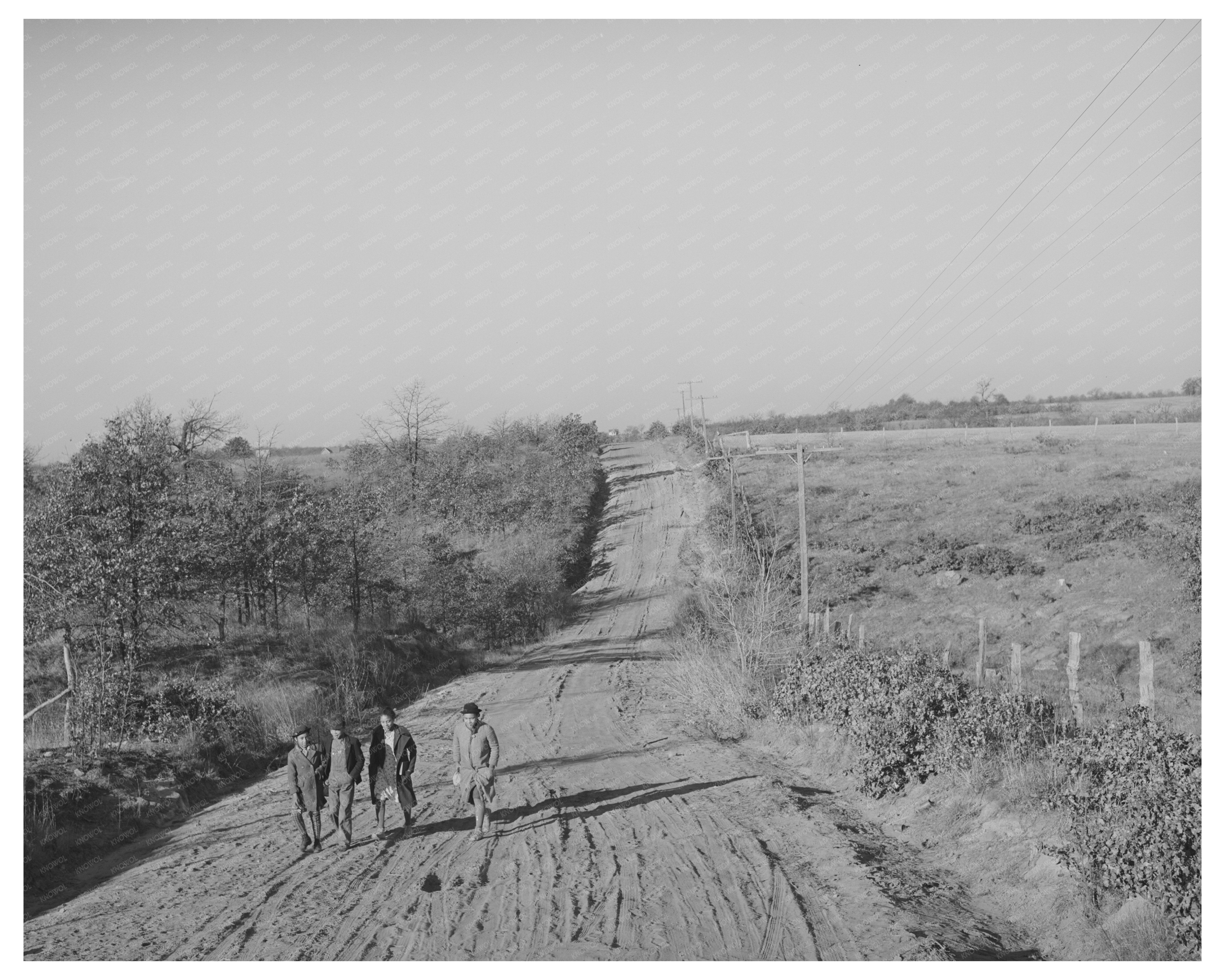 Children Walking to School in Creek County Oklahoma 1940