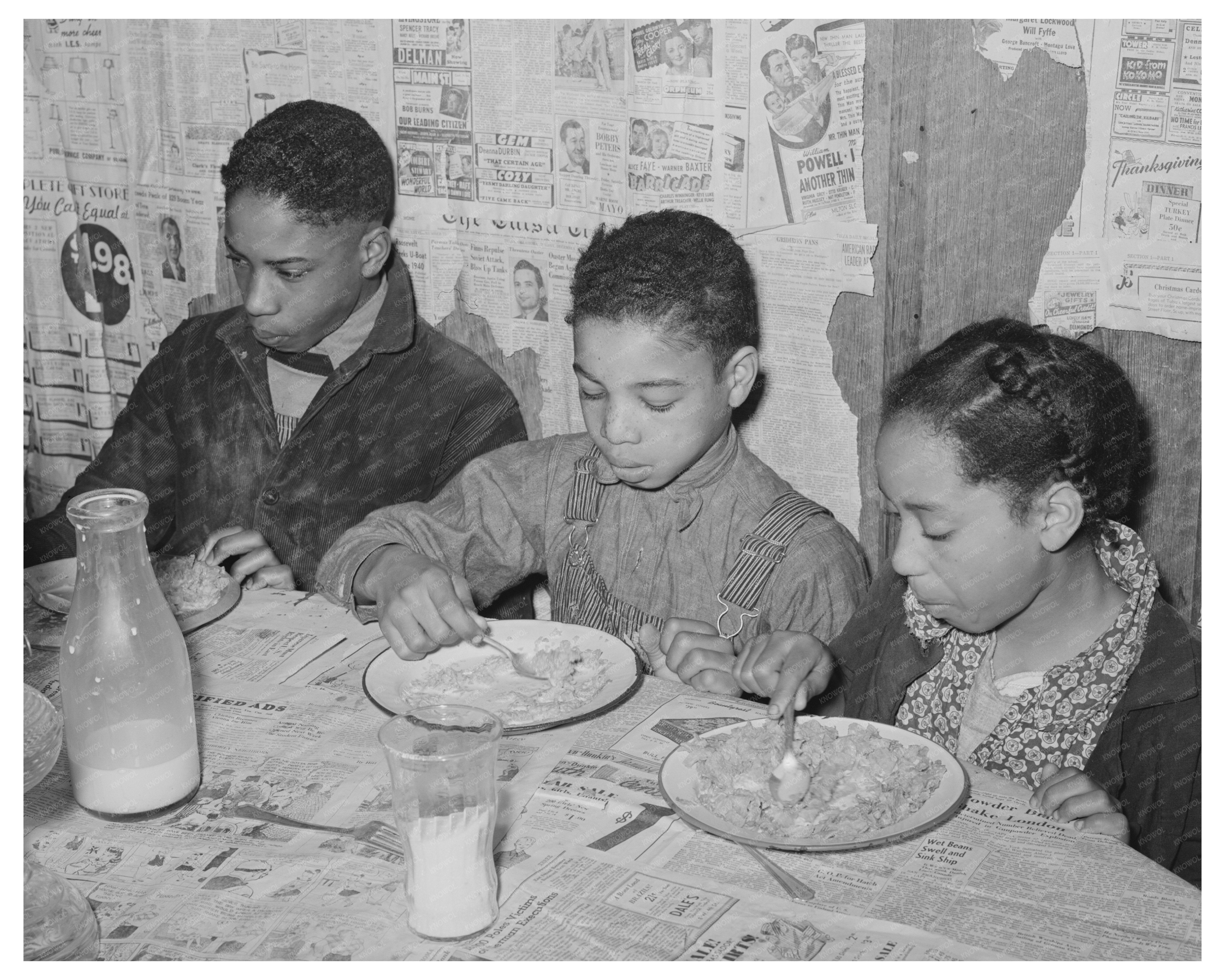 Children Eating at Pomp Halls Farm Oklahoma February 1944