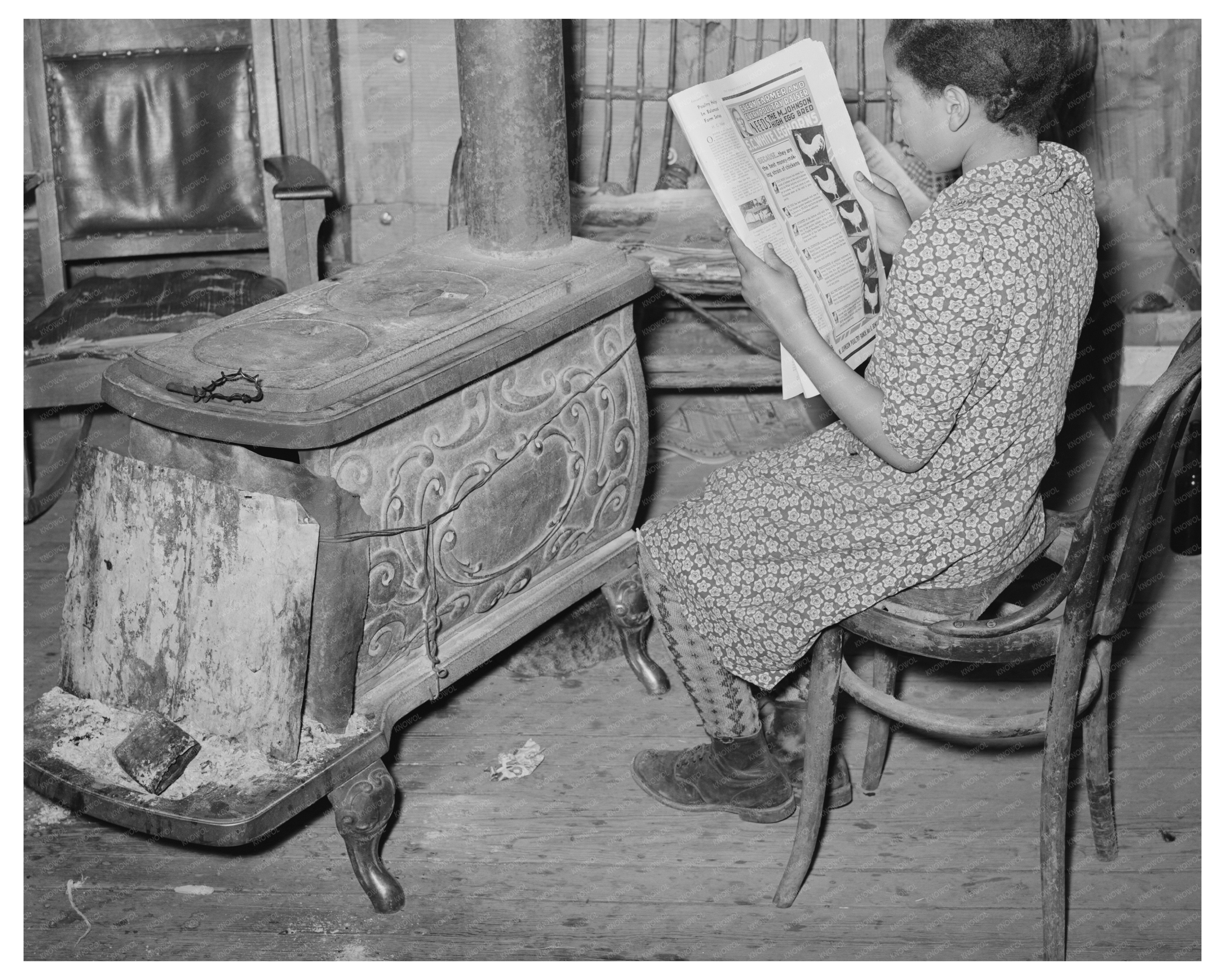 Young Girl Reading Farm Magazine February 1940