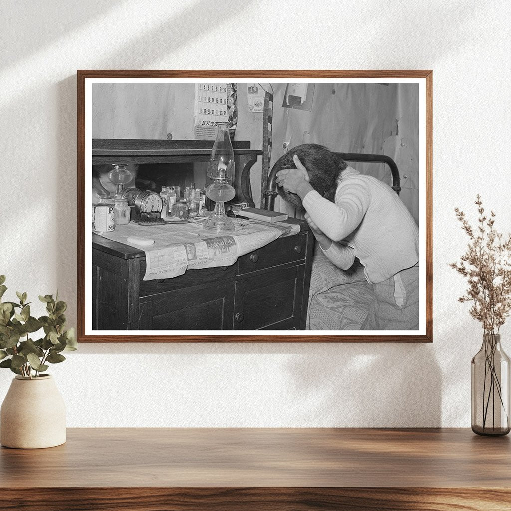 African American Woman Combing Hair in Oklahoma 1944