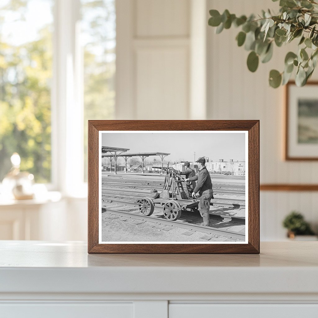 Railway Workmen on Hand Car in Oklahoma City 1940