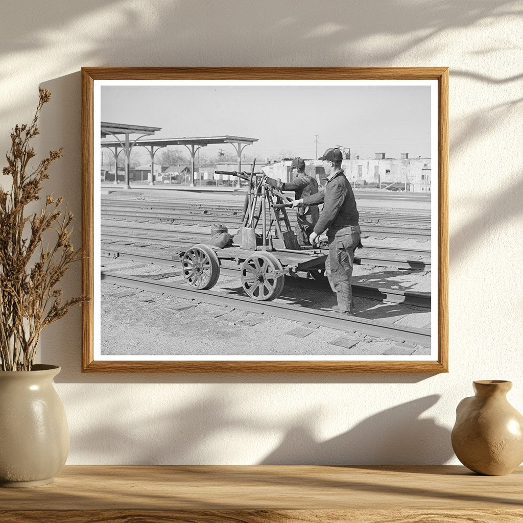 Railway Workmen on Hand Car Oklahoma City February 1940