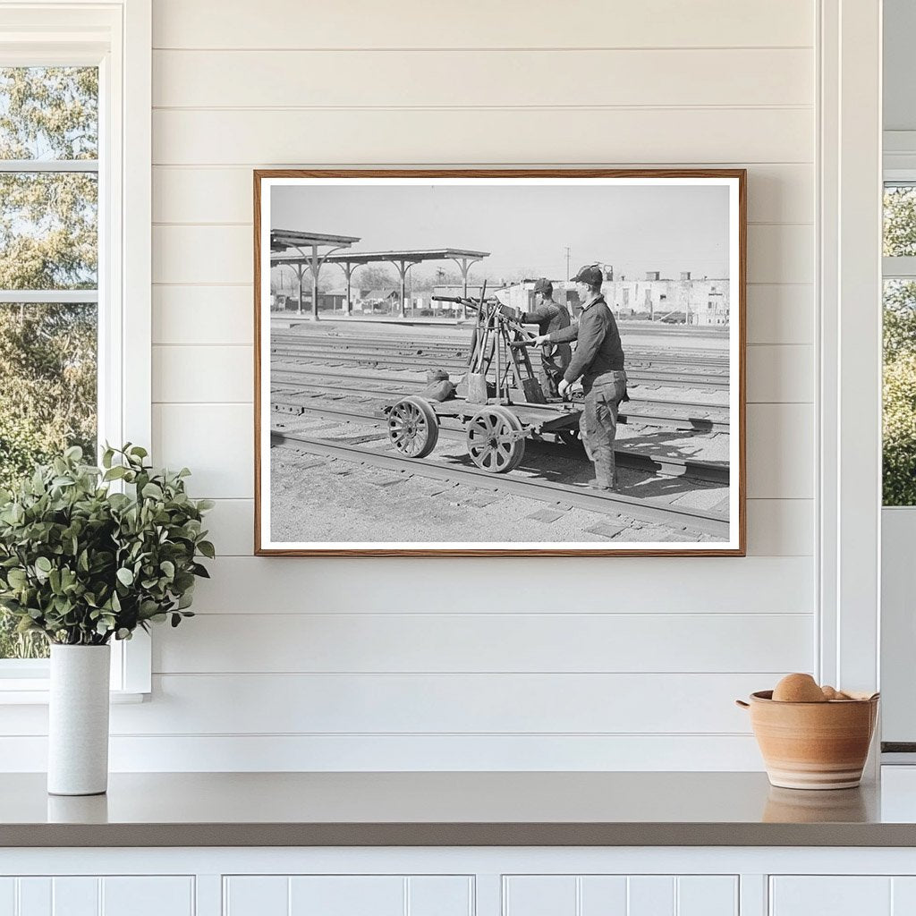 Railway Workmen on Hand Car in Oklahoma City 1940