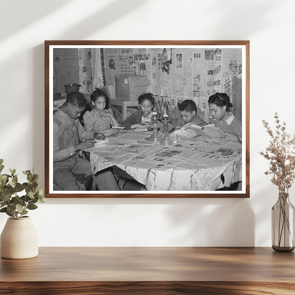 Children Studying by Lamplight in Oklahoma 1944