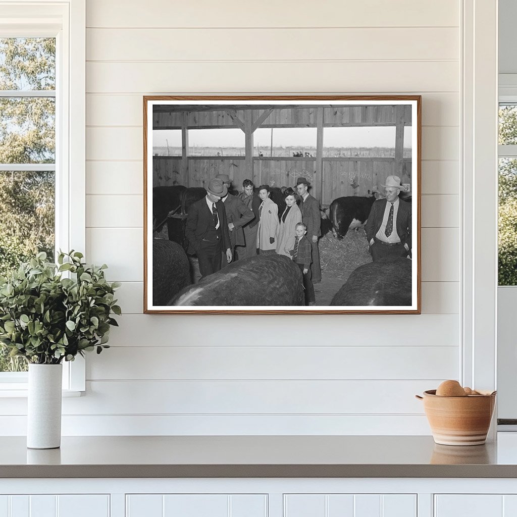 San Angelo Fat Stock Show Family with Beef Steers 1940