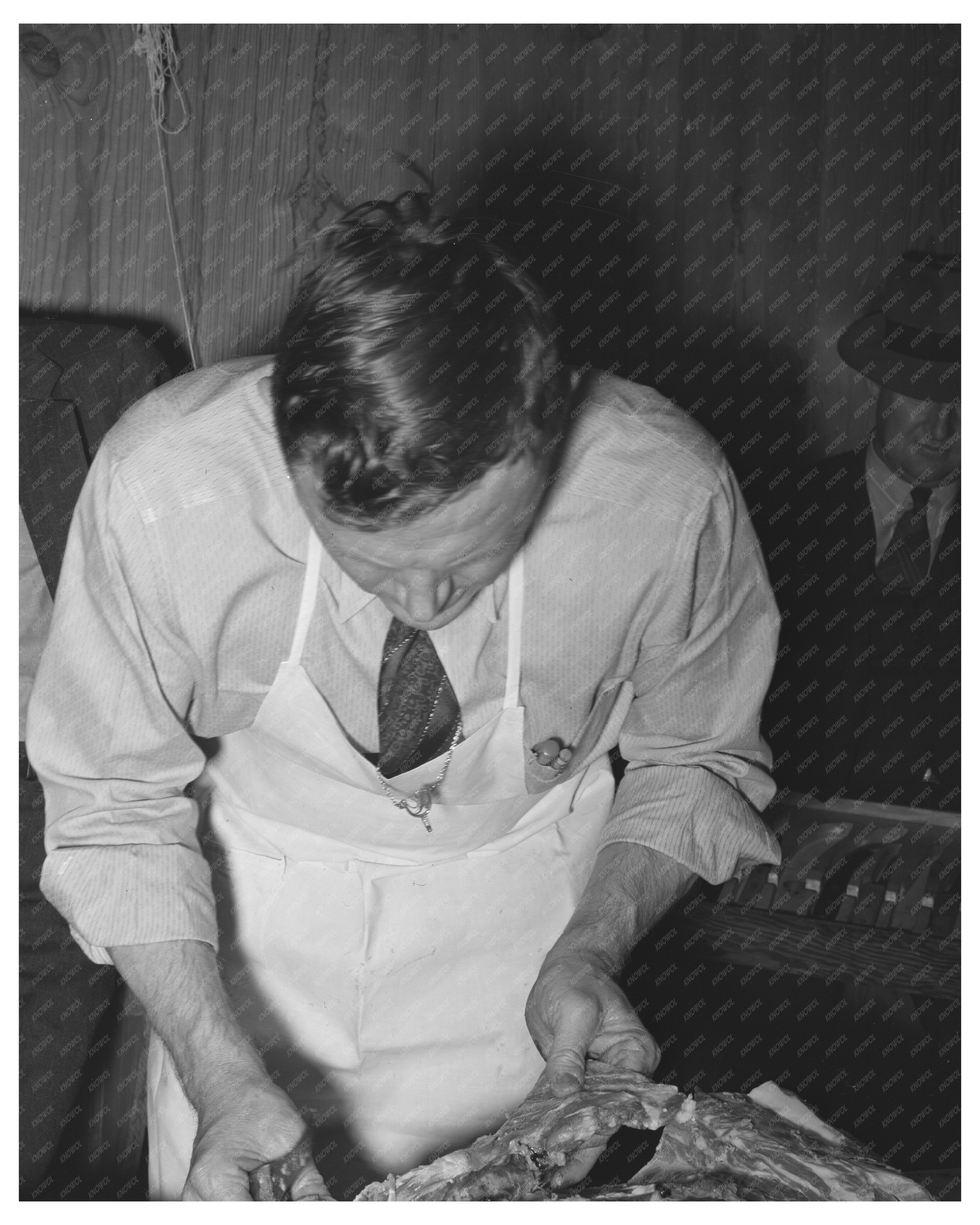 Meat Cutting Demonstration in San Angelo Texas March 1940