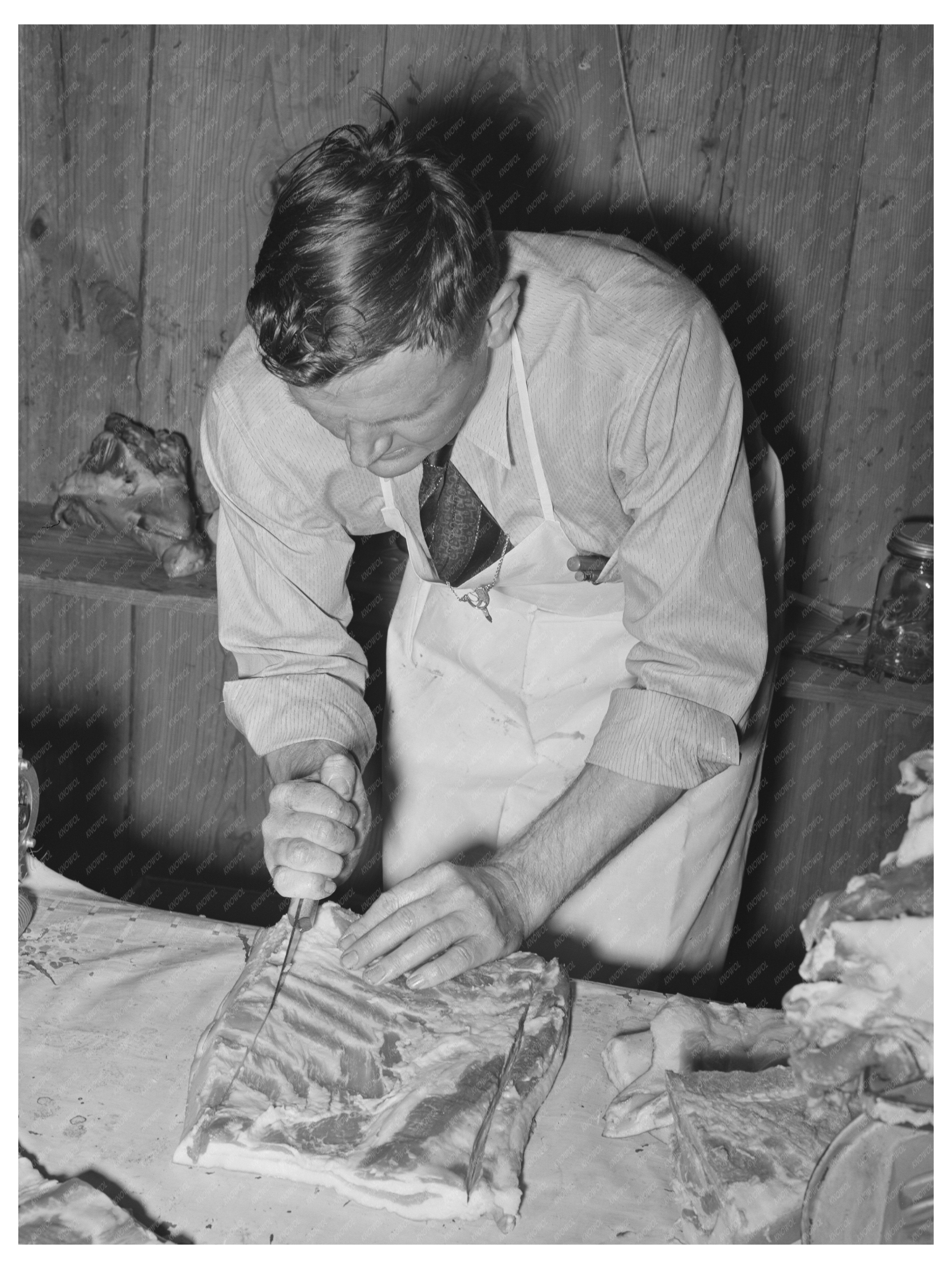 Meat Cutting Demo for Officials in San Angelo Texas 1940