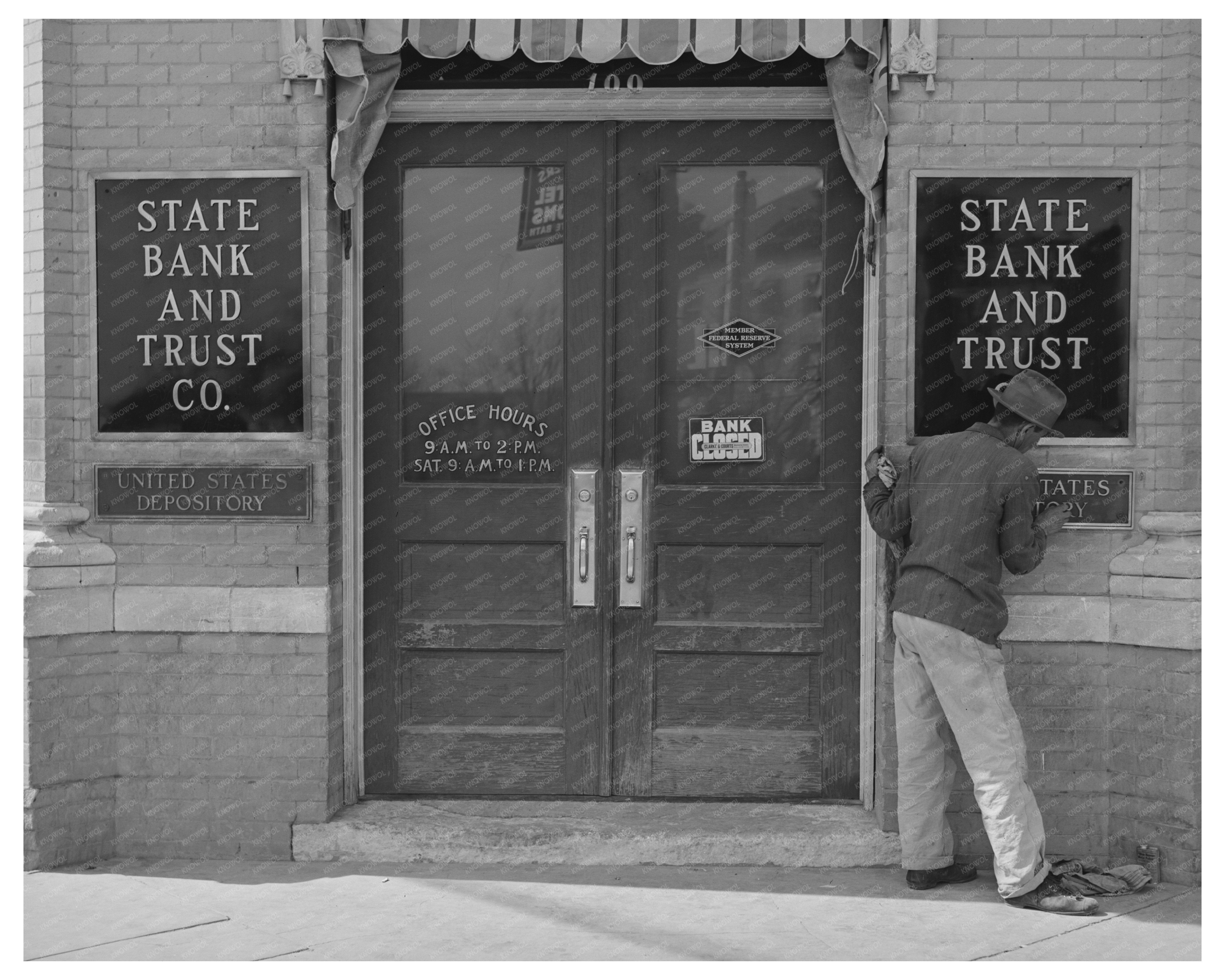Vintage Bank Door San Marcos Texas March 1940