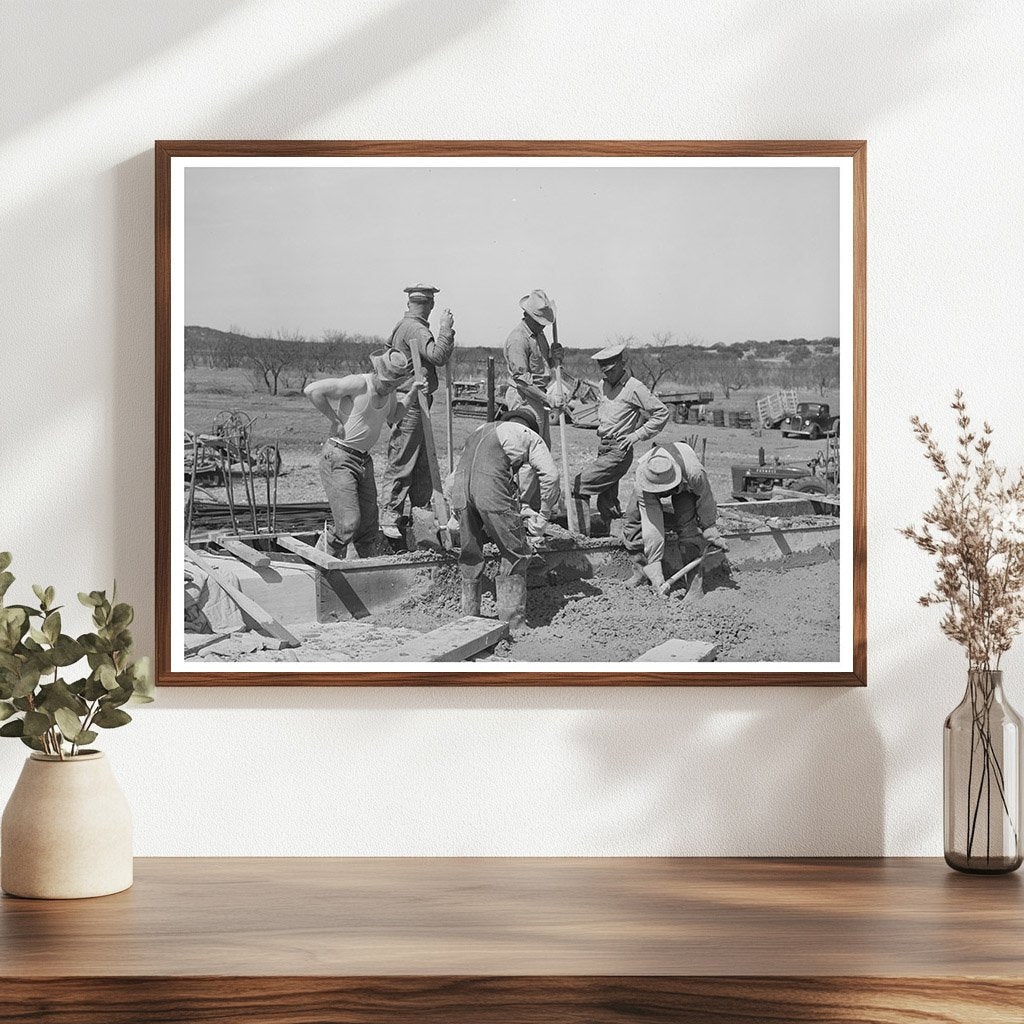 Road Worker Mixing Concrete Menard County Texas 1940