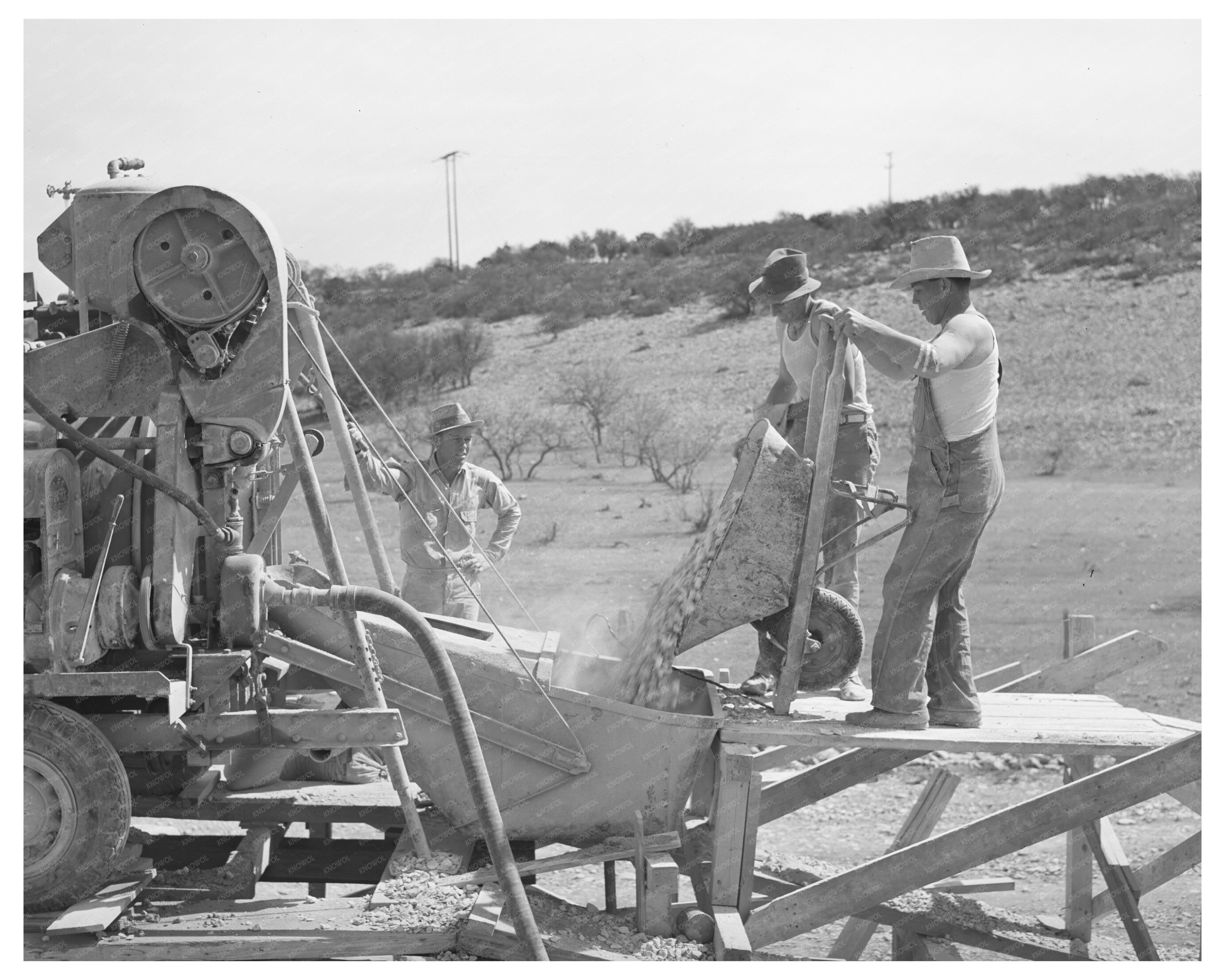 Road Workers Pouring Gravel in Menard County Texas 1940