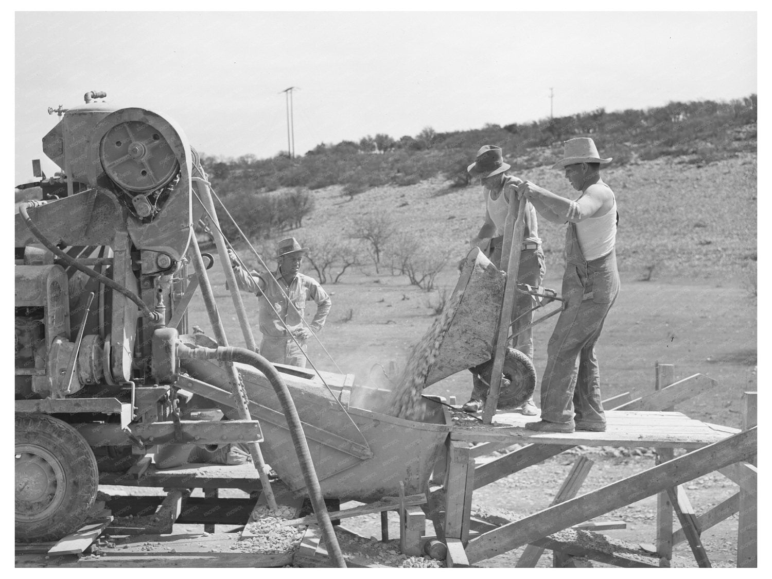 Road Workers Pouring Gravel in Texas March 1940