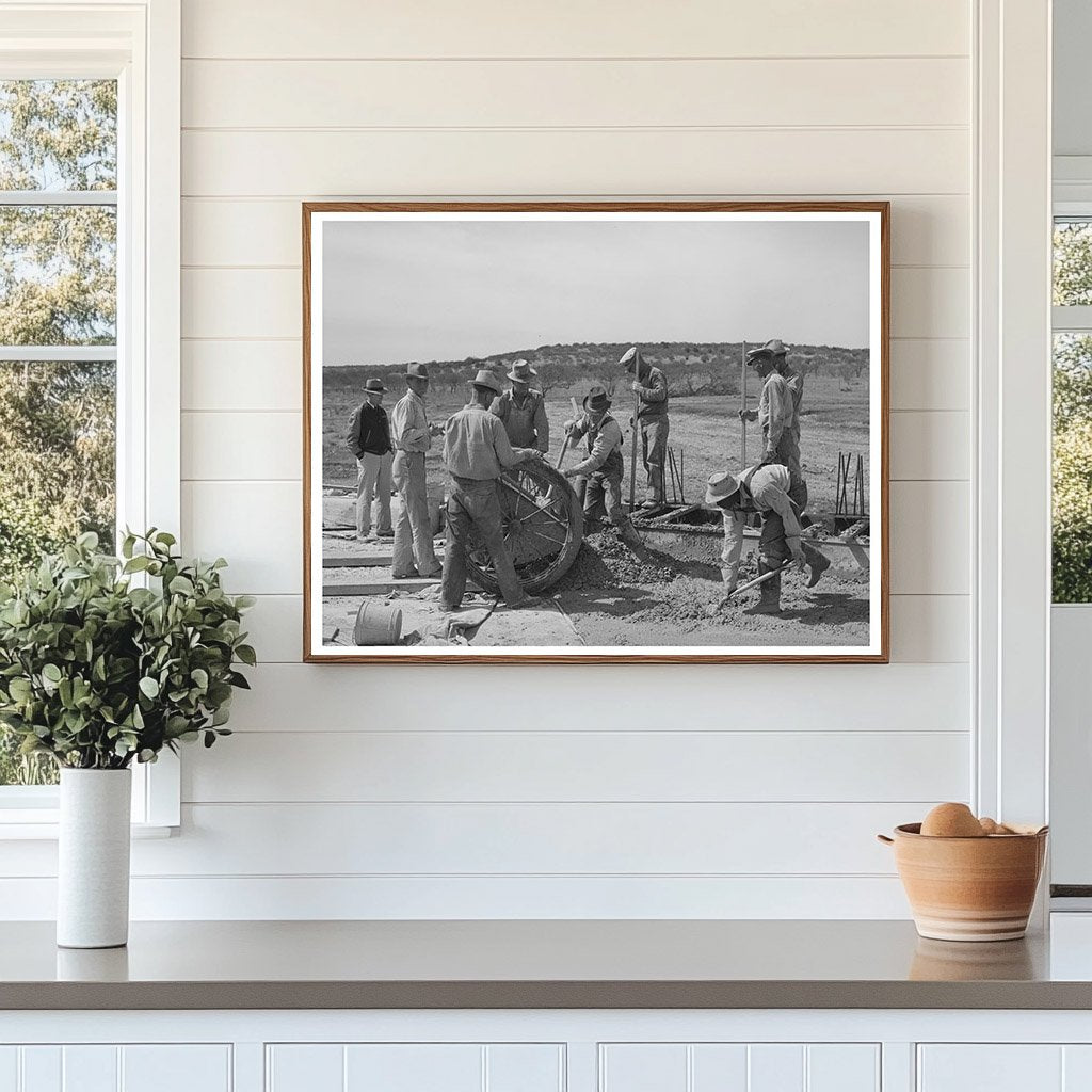 Road Workers Mixing Concrete Menard County Texas 1940