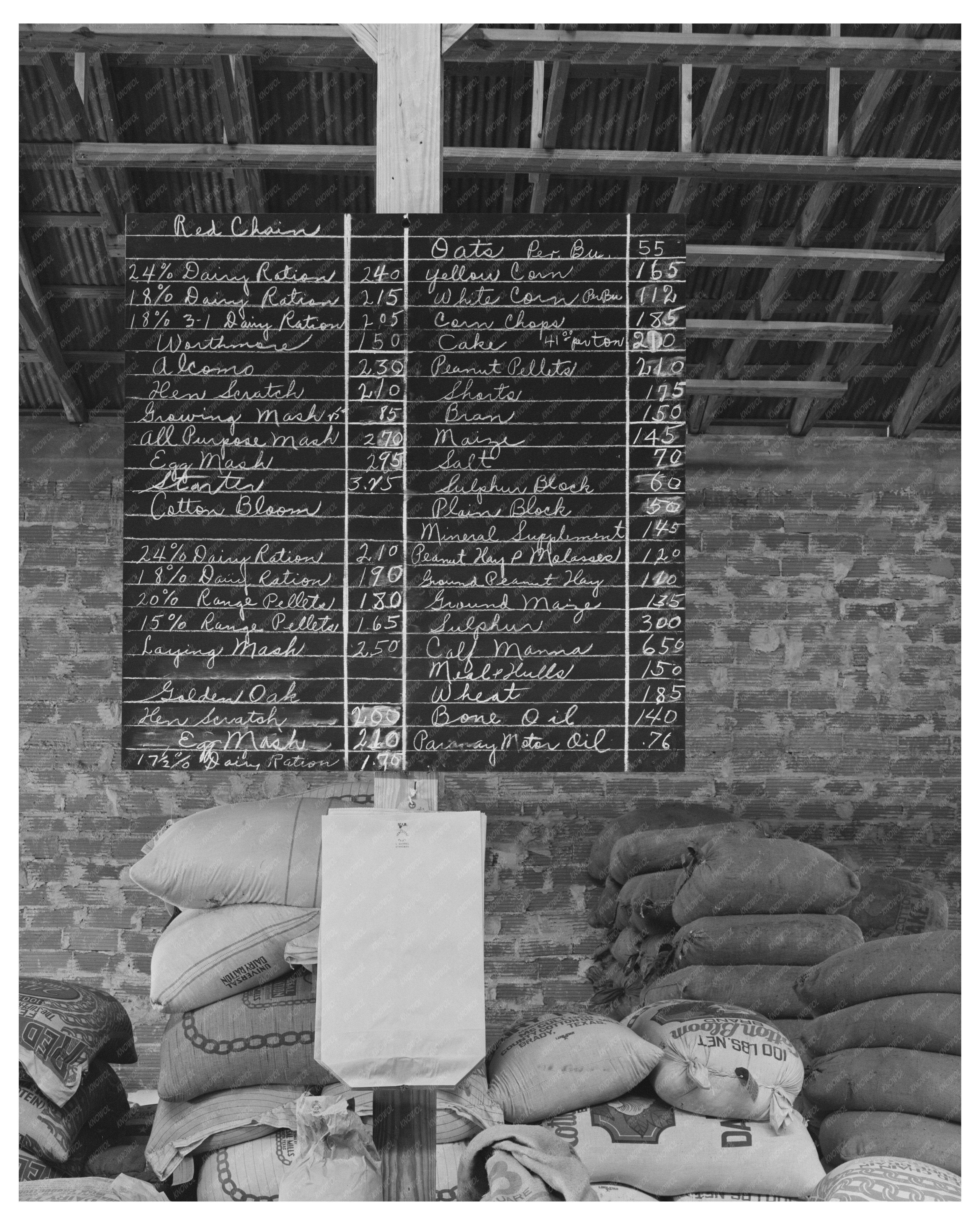 Kimble County Wool and Mohair Company Price List 1940