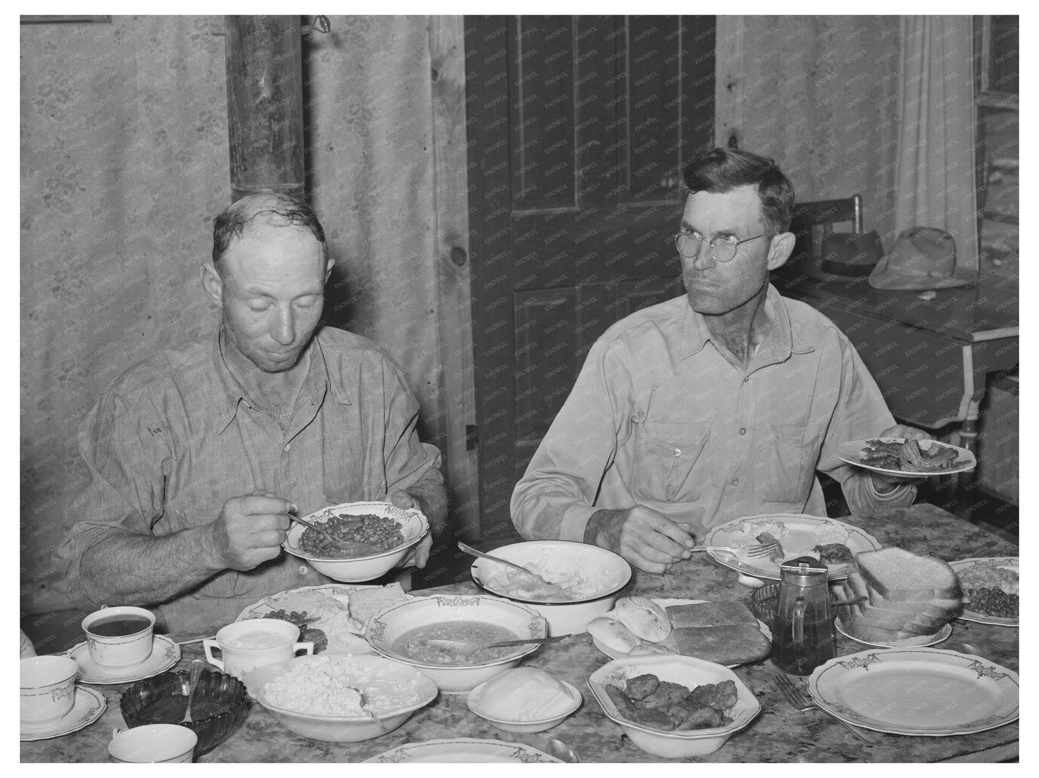 Texas Home Dinner Scene March 1940 Goat Shearing Kidding