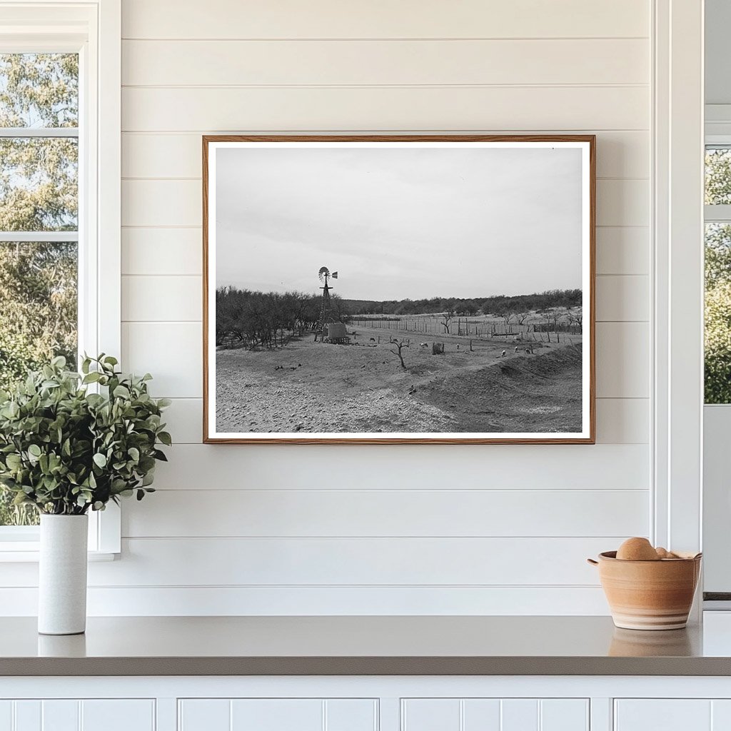 Stock Water Tank and Windmill on Texas Ranch 1940