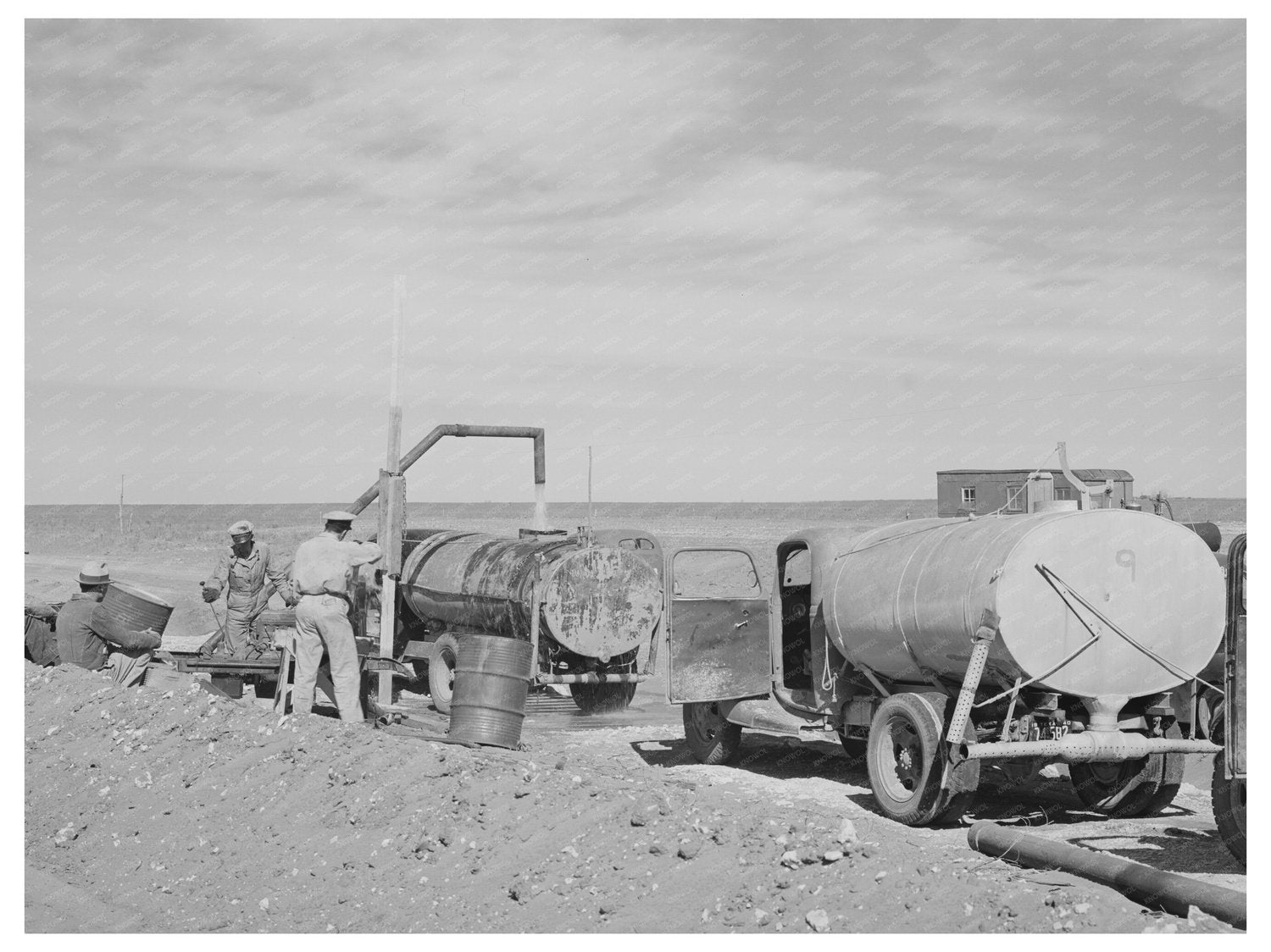 Water Tanks for Road Construction Gaines County Texas 1940