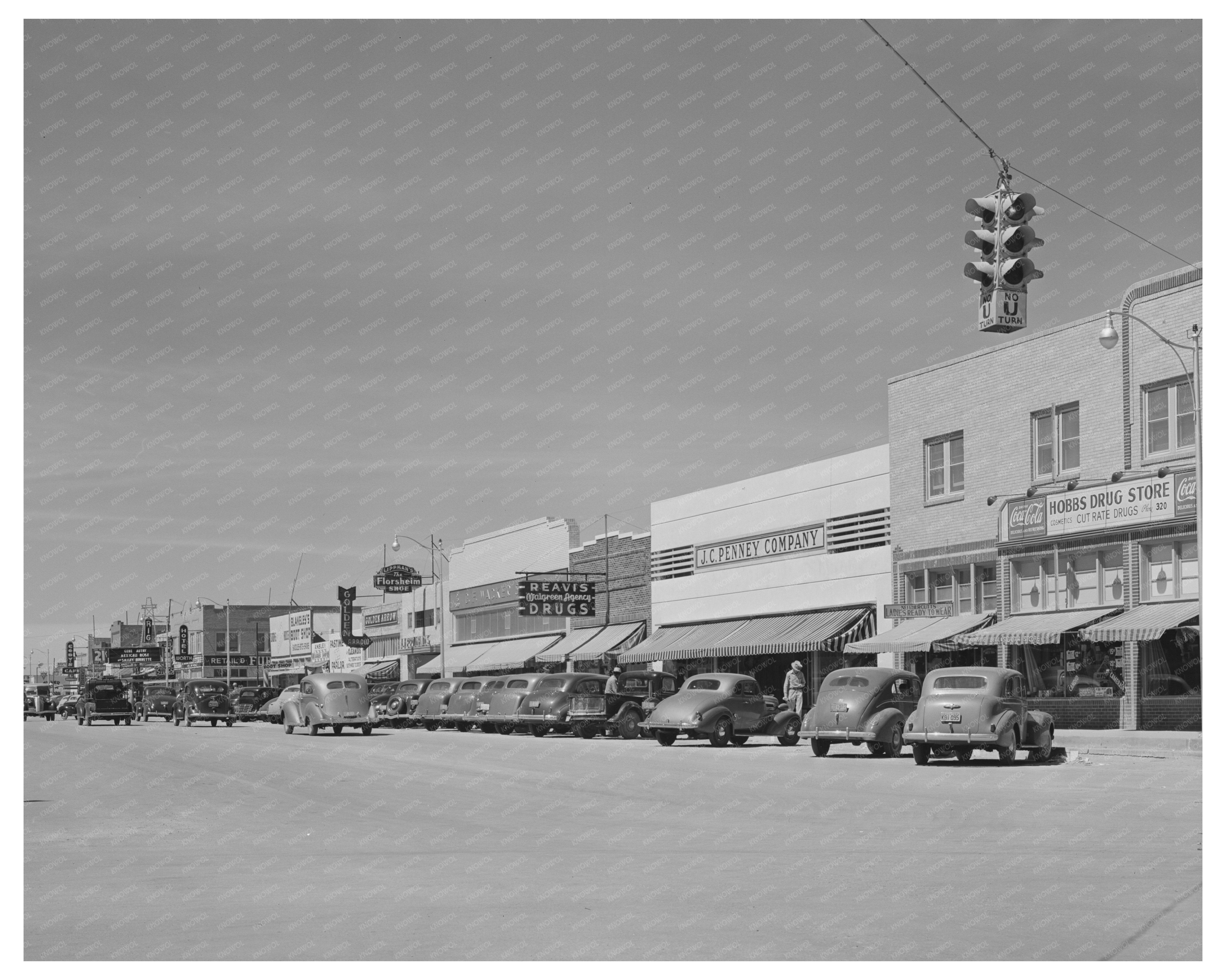 Hobbs New Mexico Main Street Vintage Photo March 1940