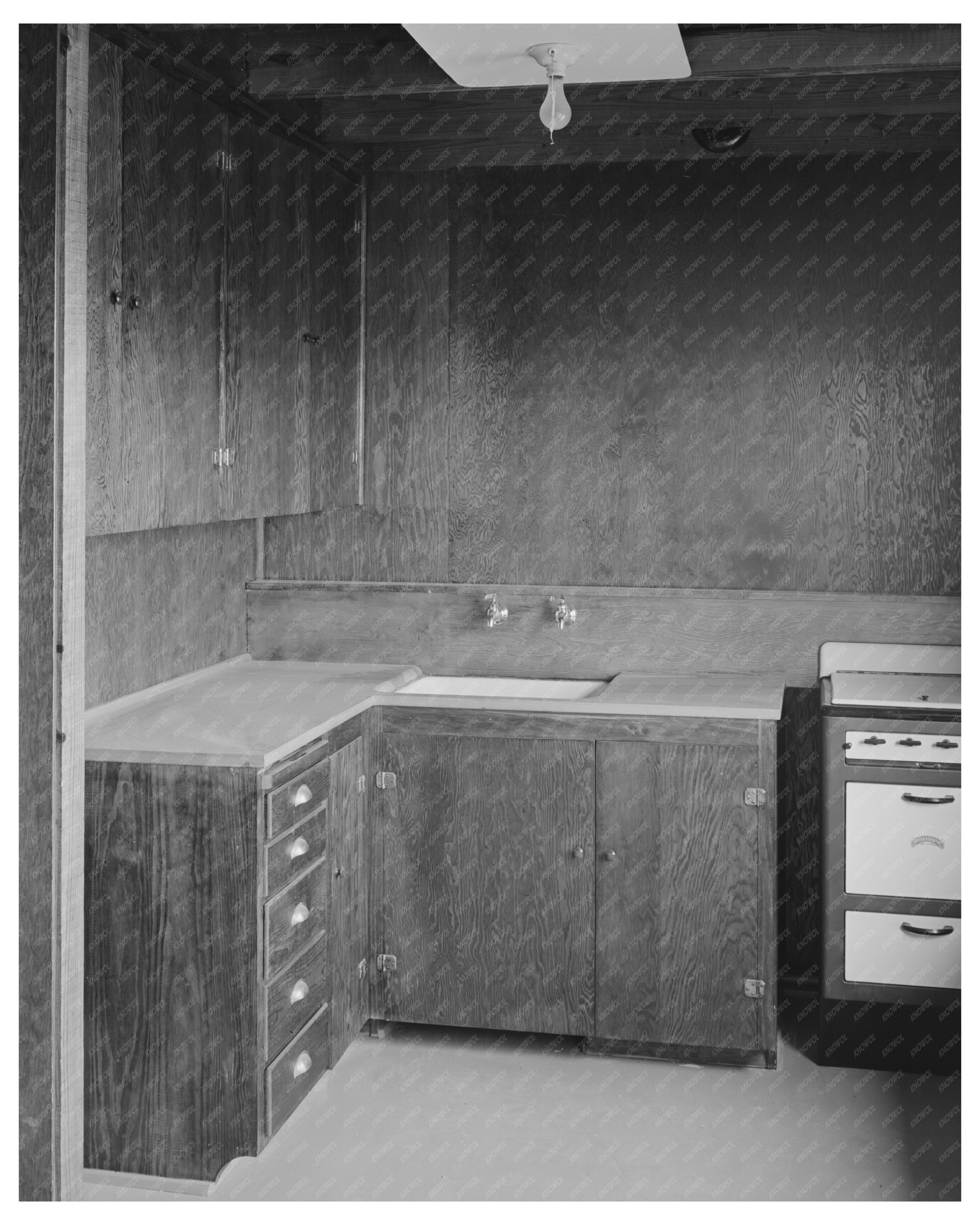 Kitchen of Migrant Labor Camp in Sinton Texas March 1940