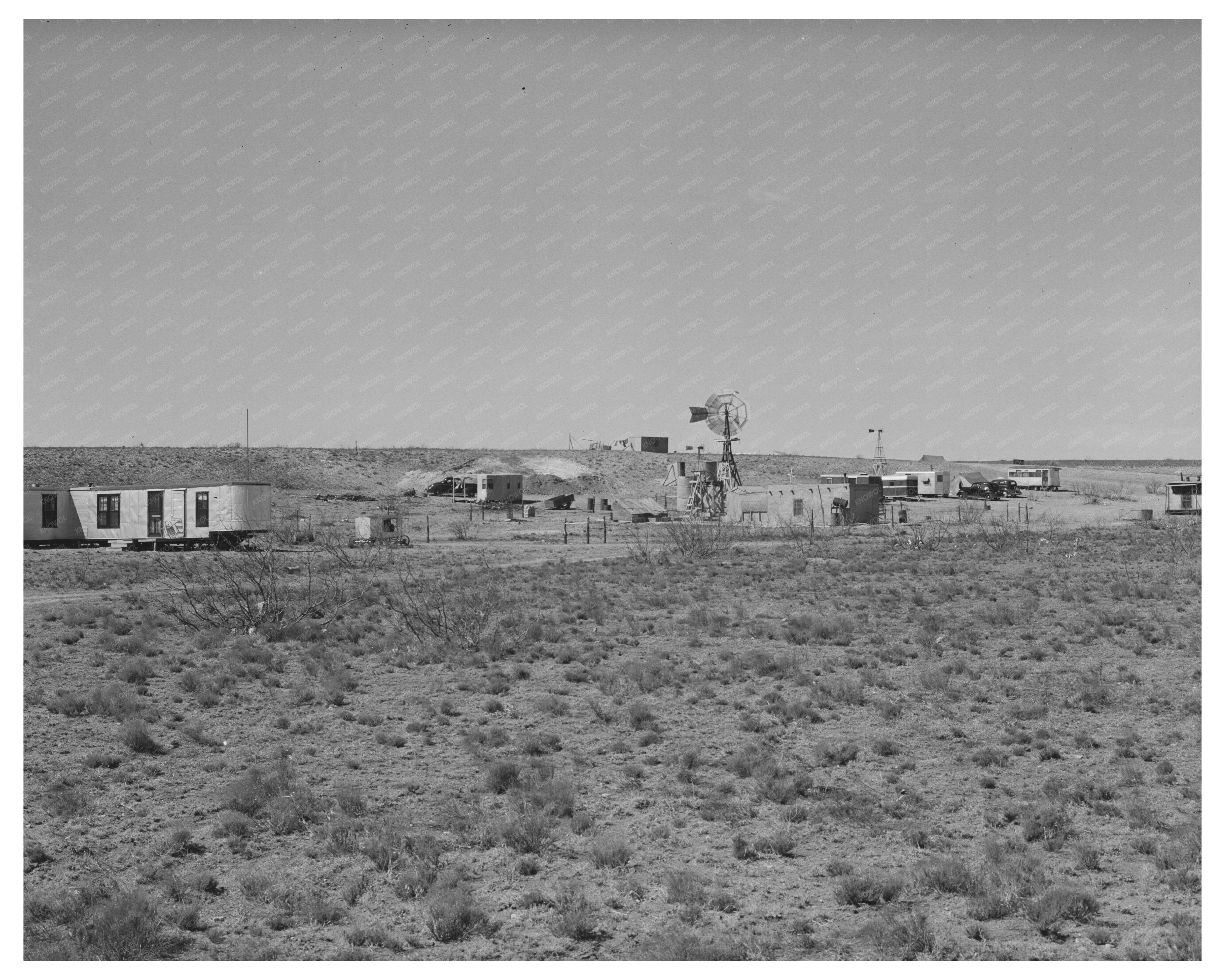 1940 Gaines County Texas Road Workers Camp Photograph
