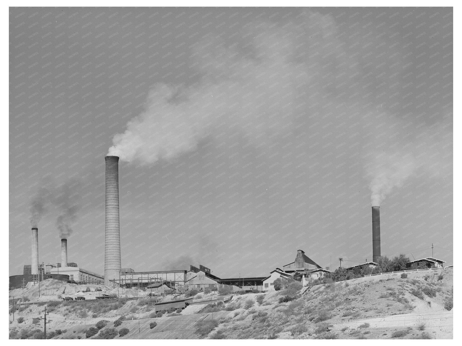 Vintage Copper Smelter Image Miami Arizona April 1940