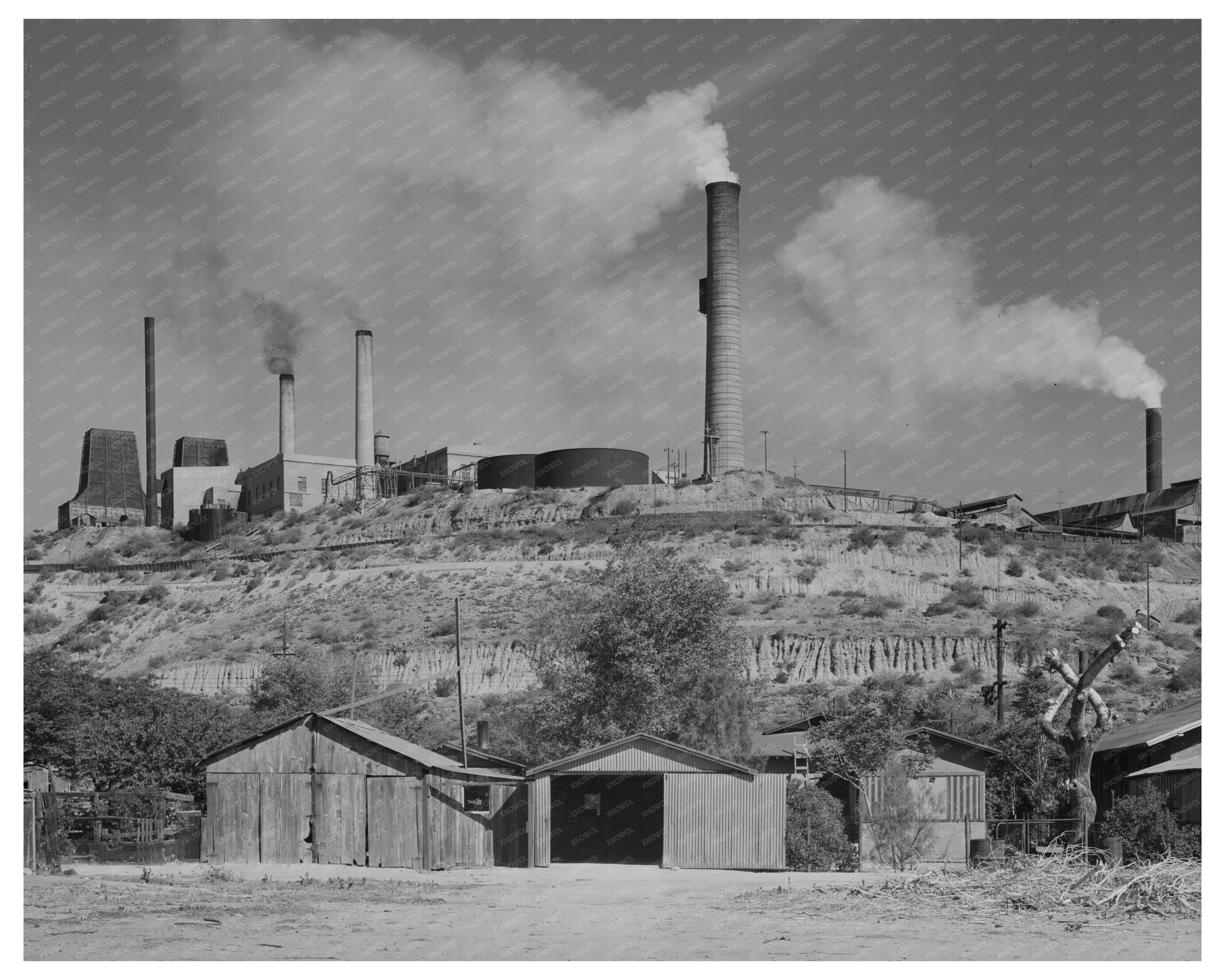 1940 Copper Smelter in Miami Arizona Industrial Landscape