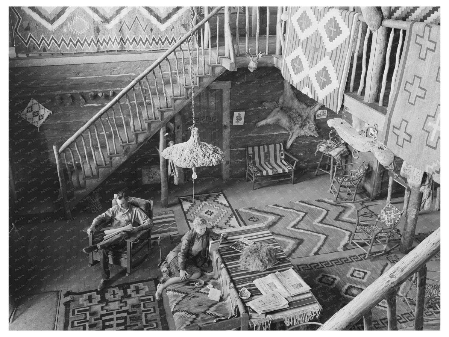 Navajo Lodge Living Room Datil New Mexico April 1940