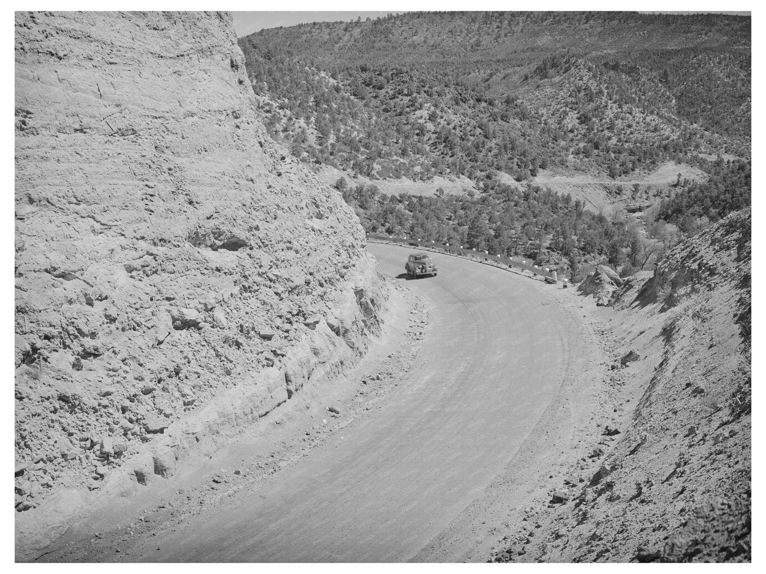 Carrizo Creek Highway Curves Navajo County Arizona 1940