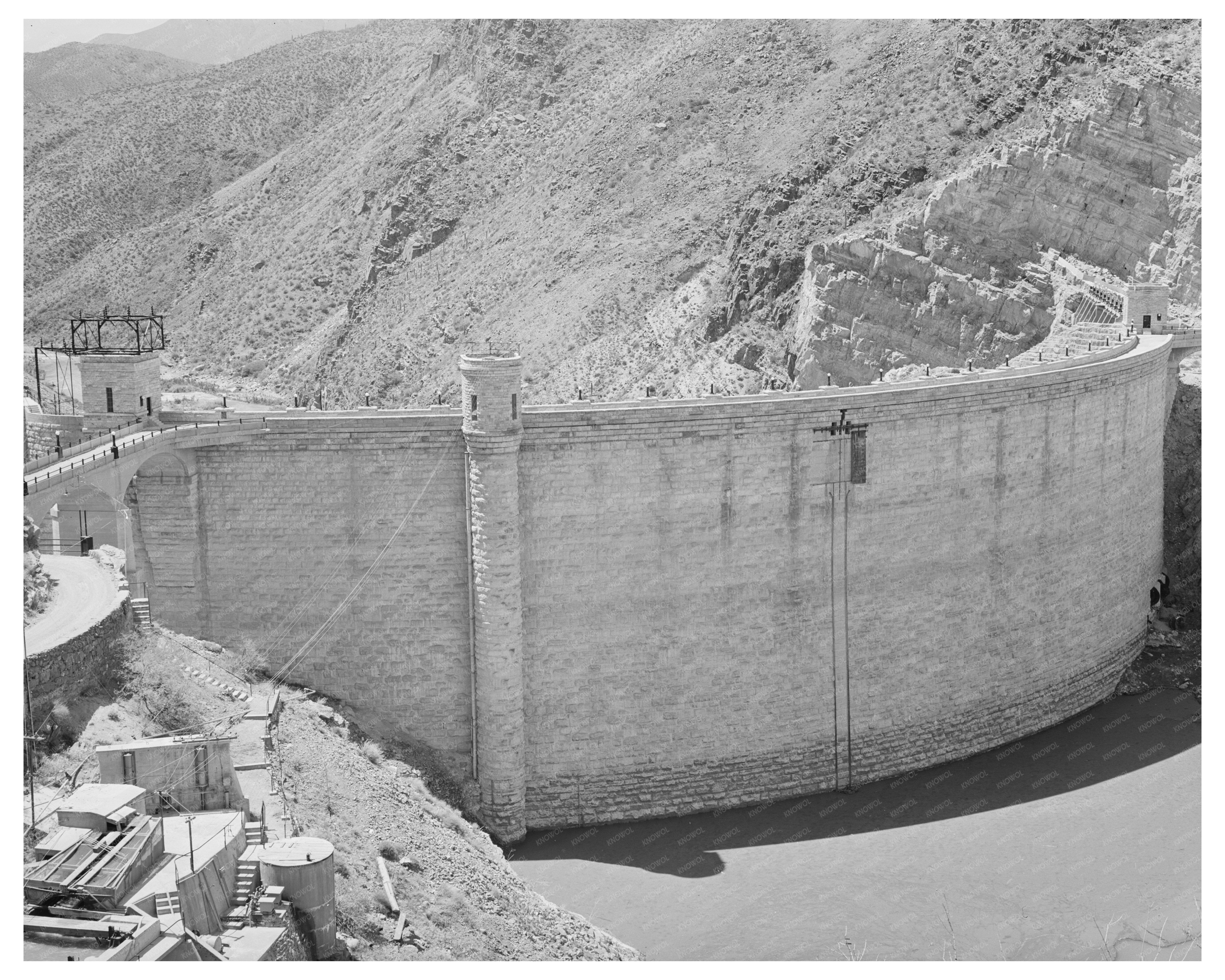 Roosevelt Dam Arizona 1940 Vintage Low Water Level Image
