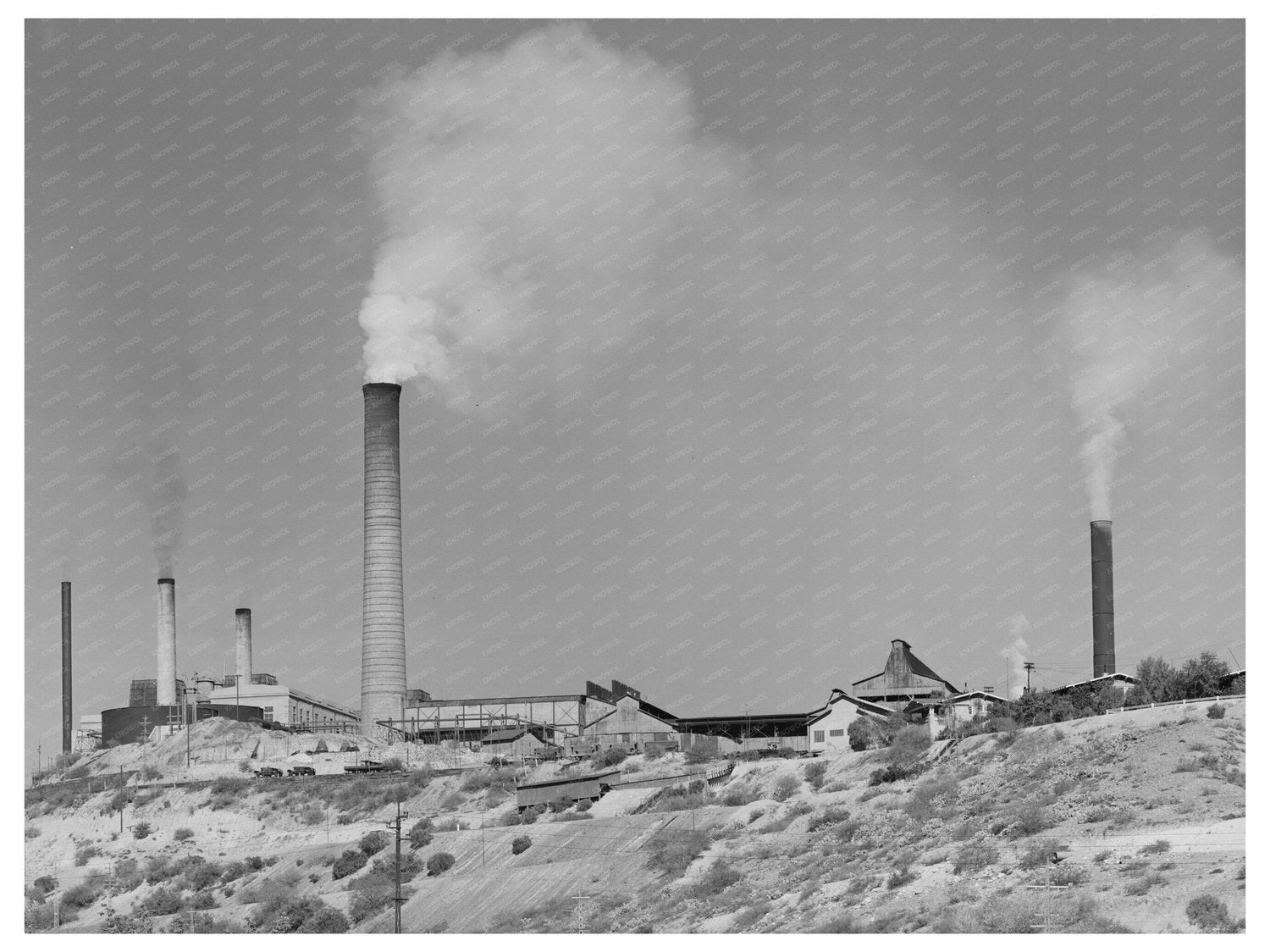 Copper Smelting in Miami Arizona 1940 Vintage Image