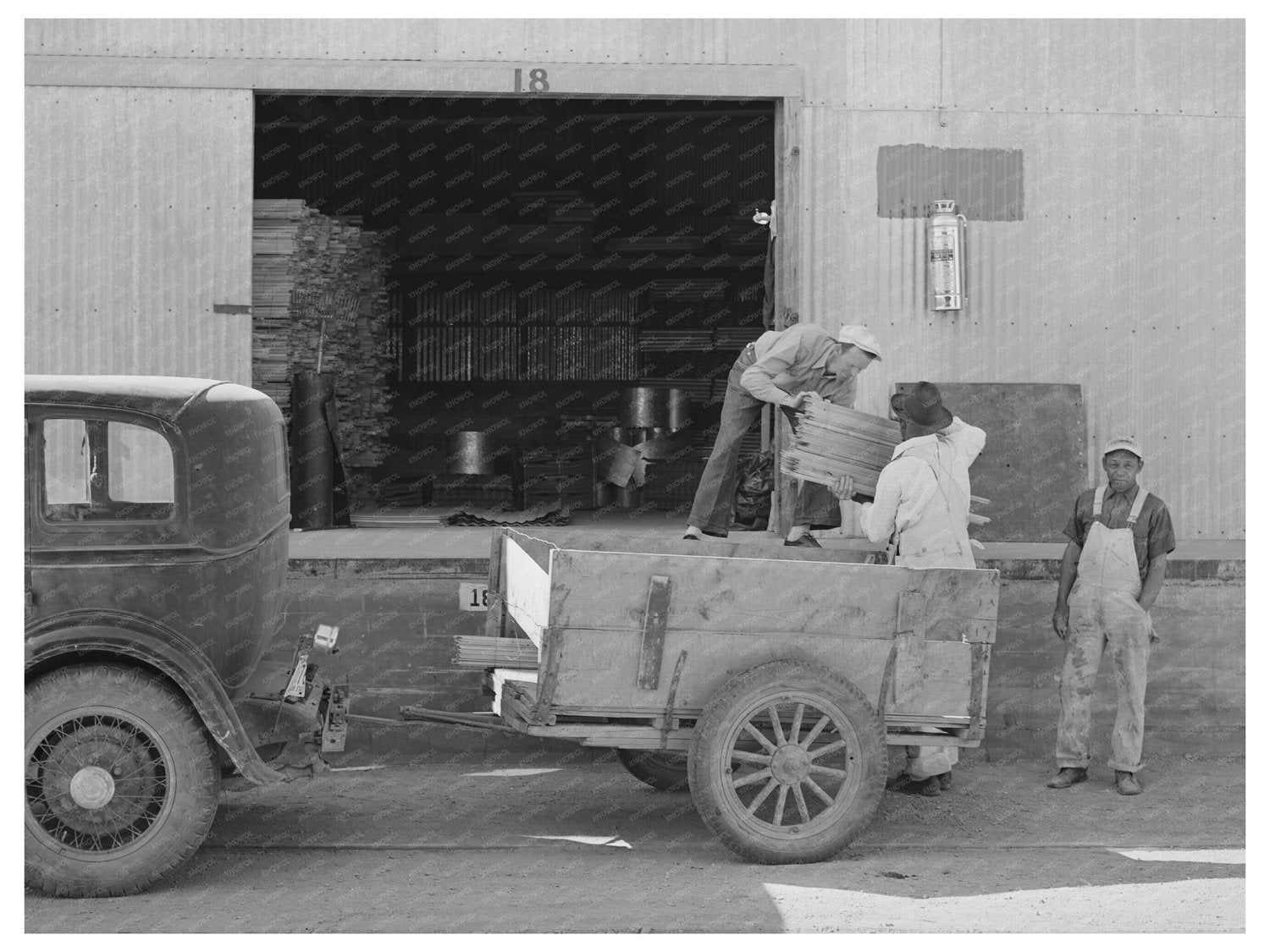 Farmer Loading Cut Lumber in Phoenix Arizona 1940
