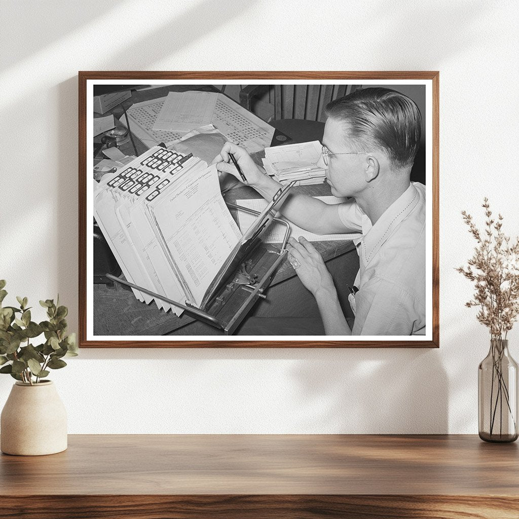 1940 Officer Reviewing Cooperative Books in Phoenix Arizona