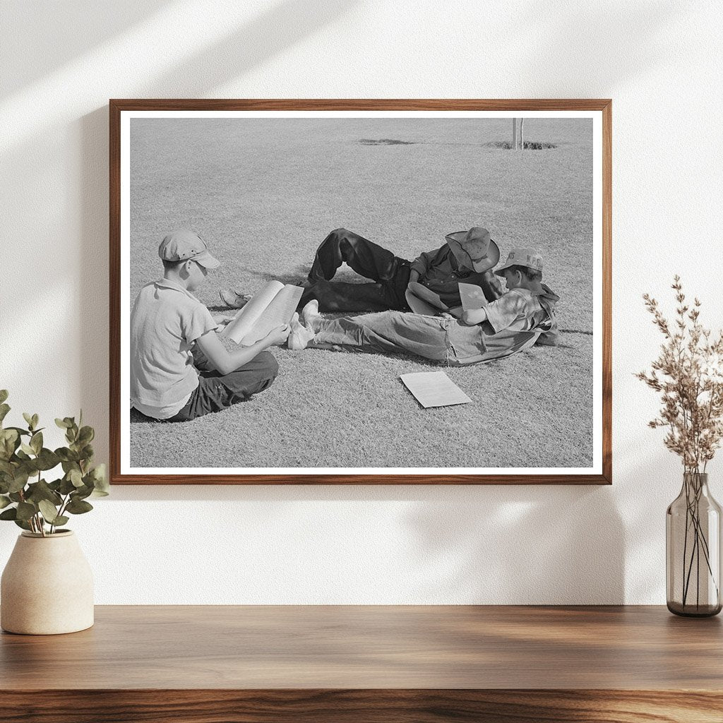 Sons of Migrant Workers Reading Newspaper May 1940