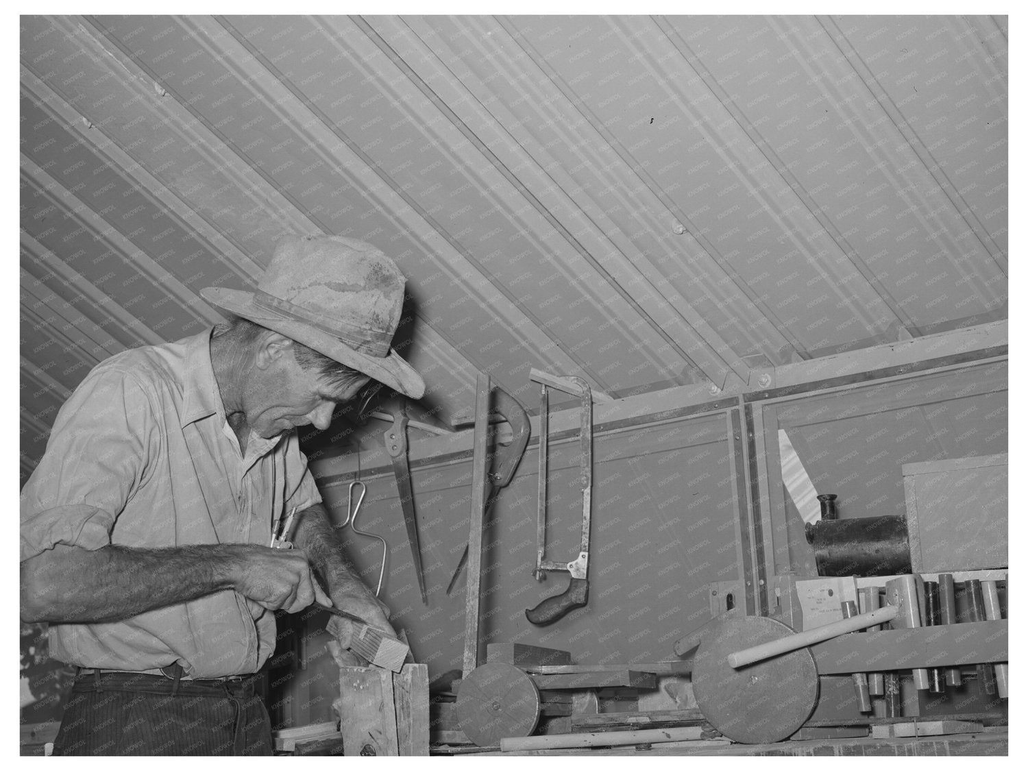 1940 Migratory Laborer Makes Toys for Nursery School