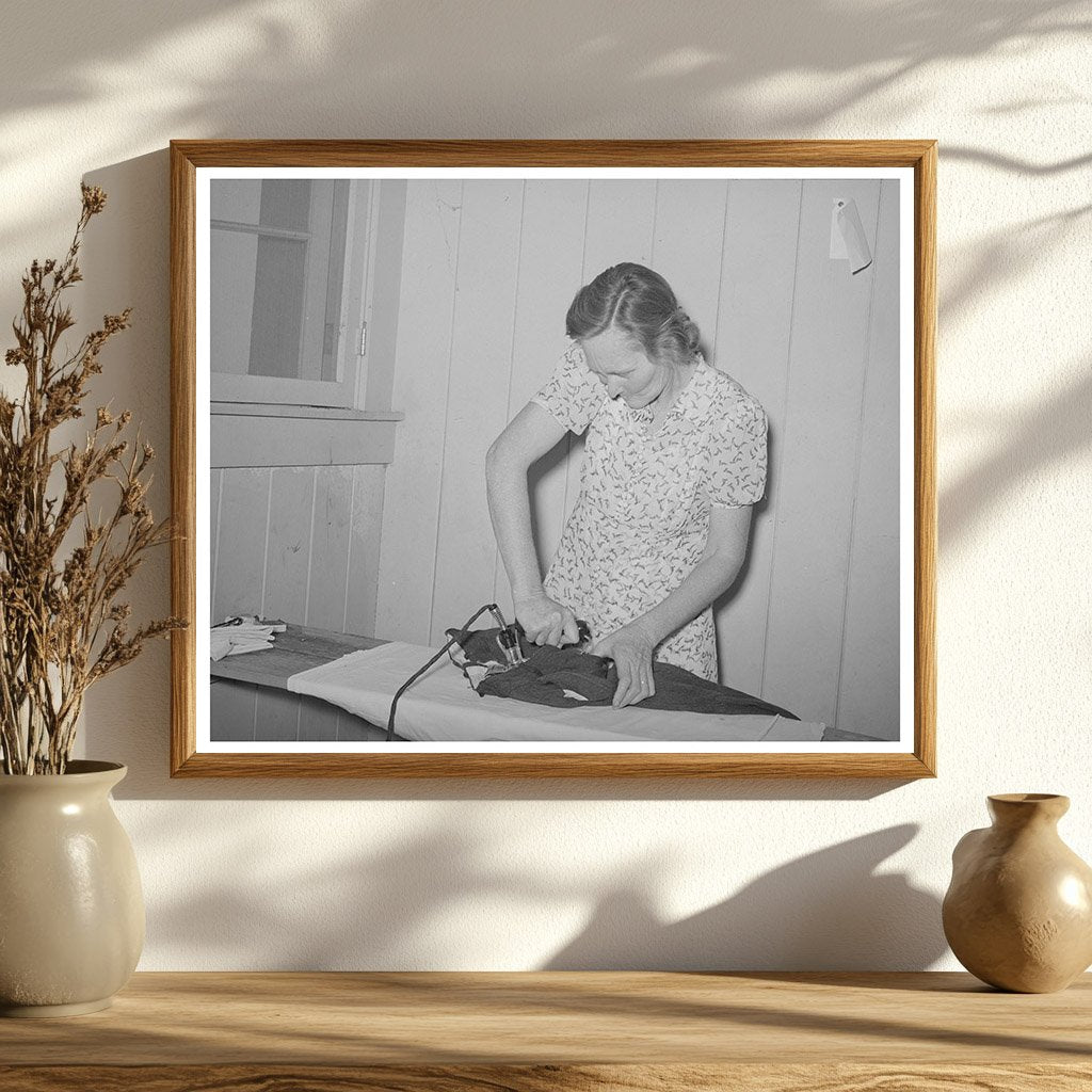 Woman Ironing at Agua Fria Labor Camp Arizona 1940