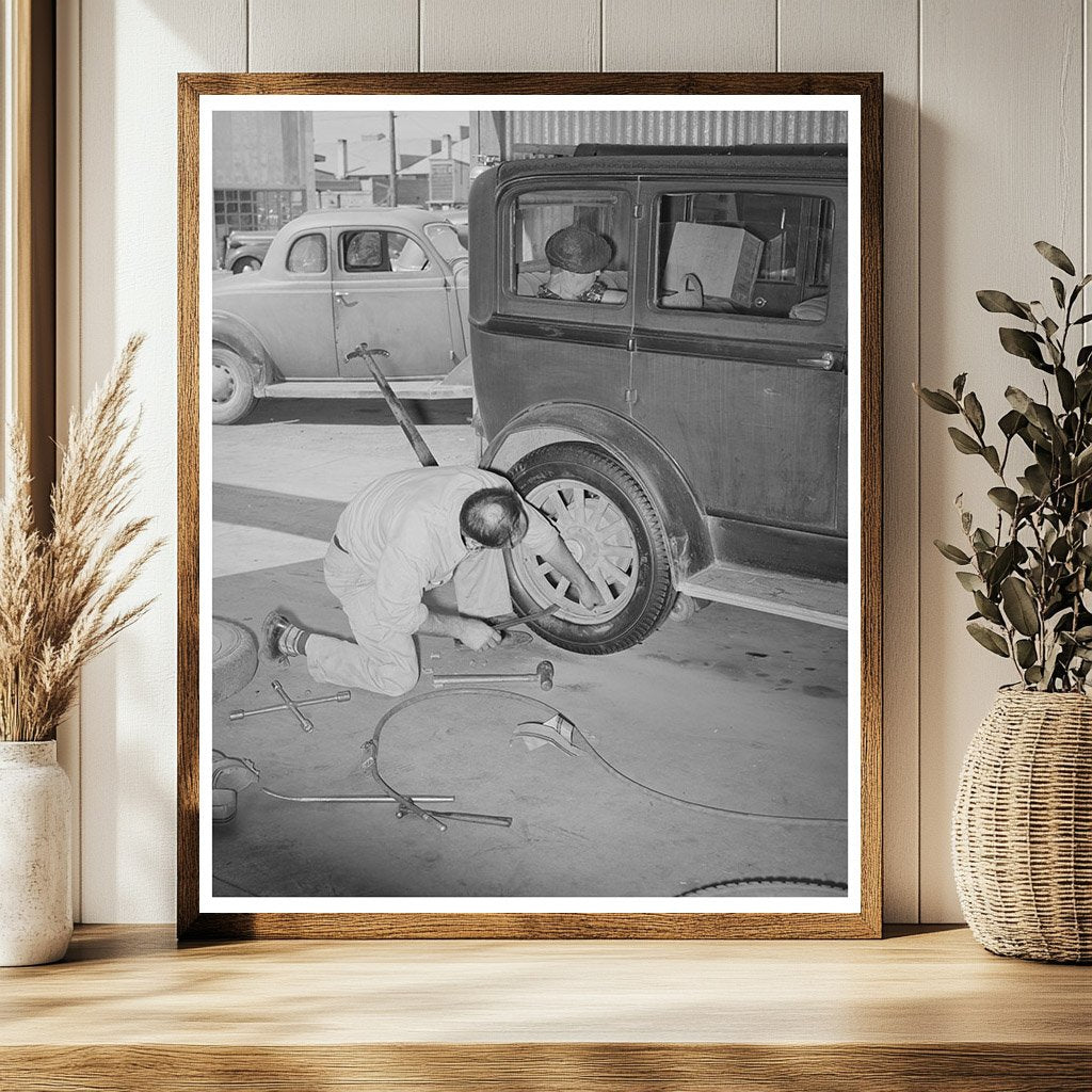 Changing a Tire at Cooperative Station Phoenix May 1940