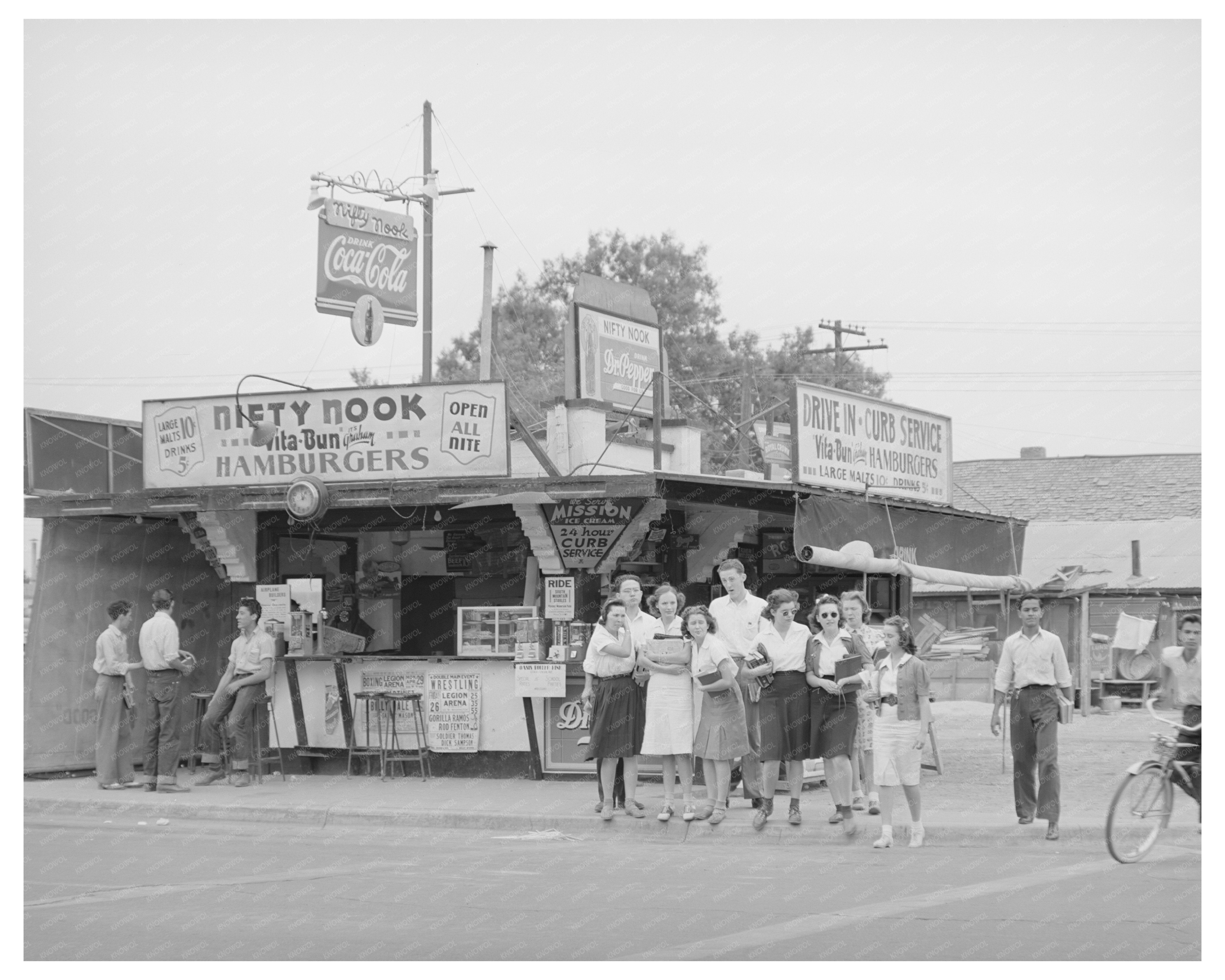High School Students Crossing Street Phoenix Arizona May 1940