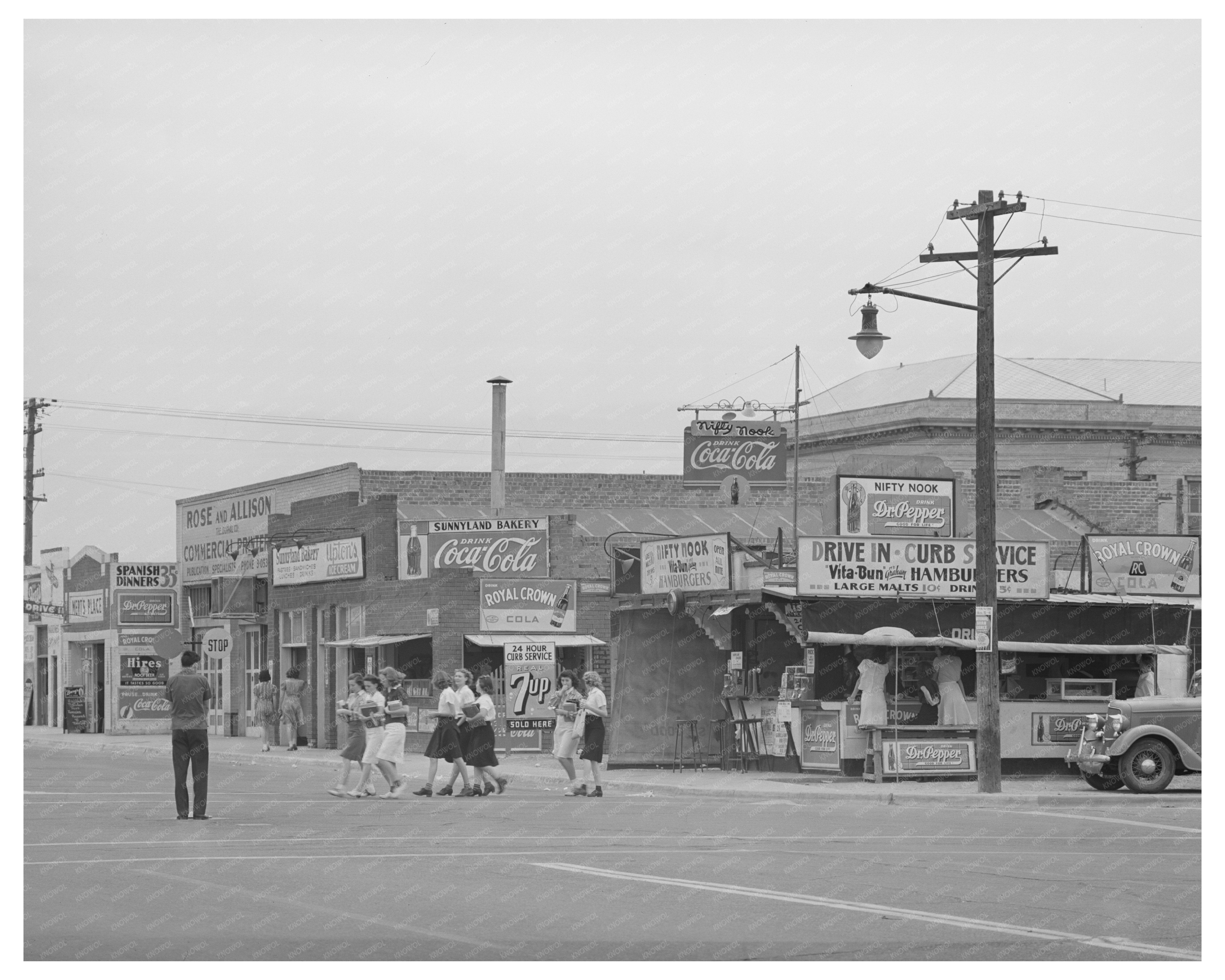 High School Students Crossing Street Phoenix Arizona 1940