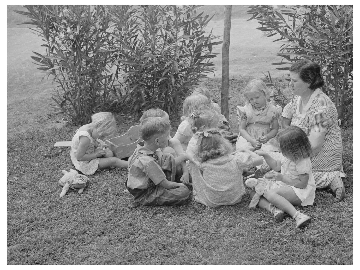 WPA Nursery School Supervisor with Children Arizona 1940