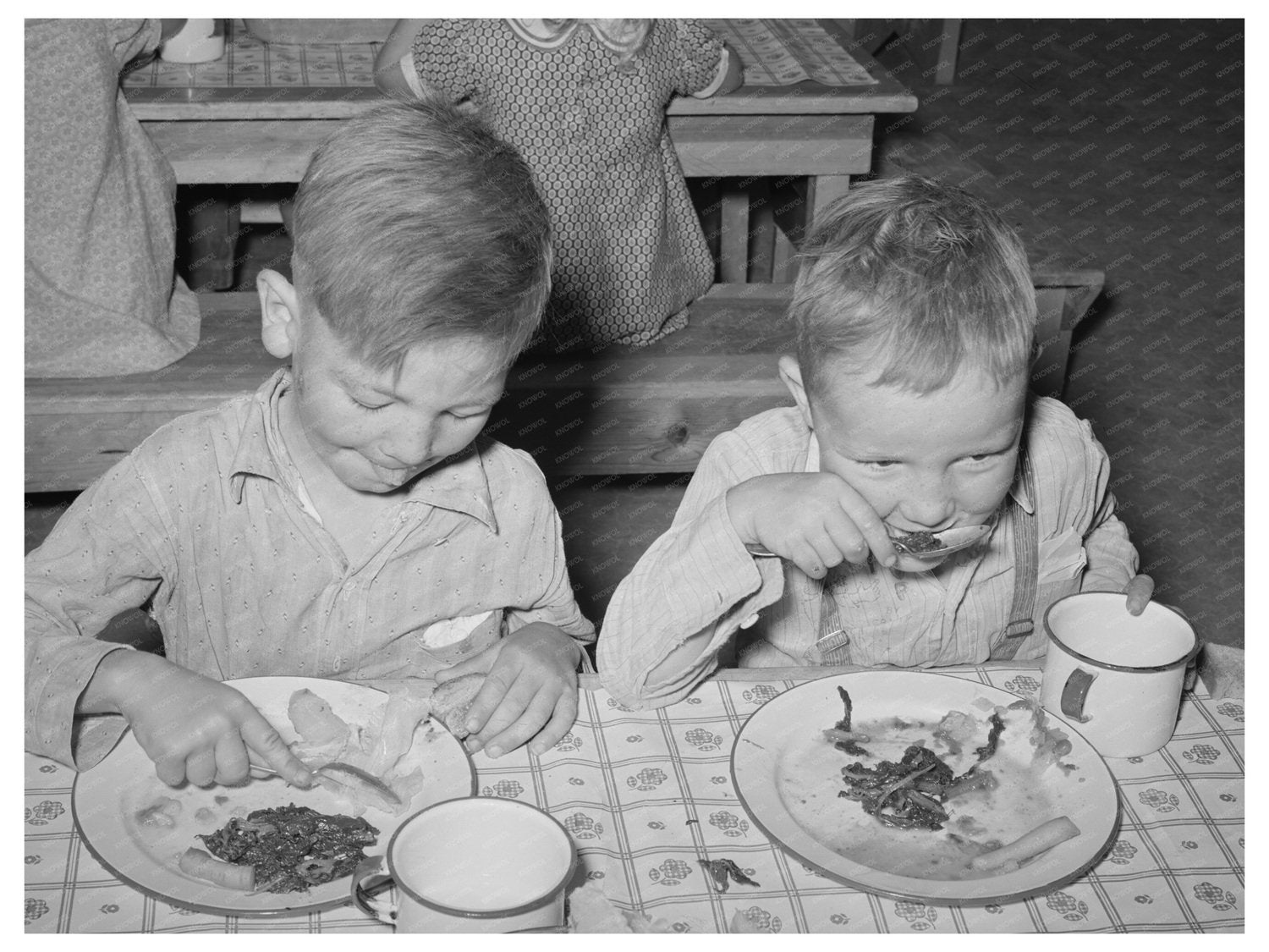 Boys Lunch at WPA Nursery School Casa Grande 1940
