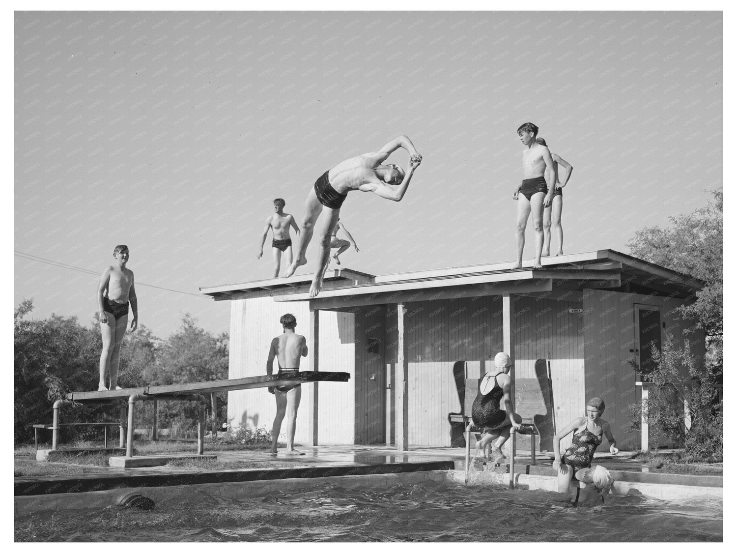 Kids Swimming at Dude Ranch Pool Coolidge Arizona 1940