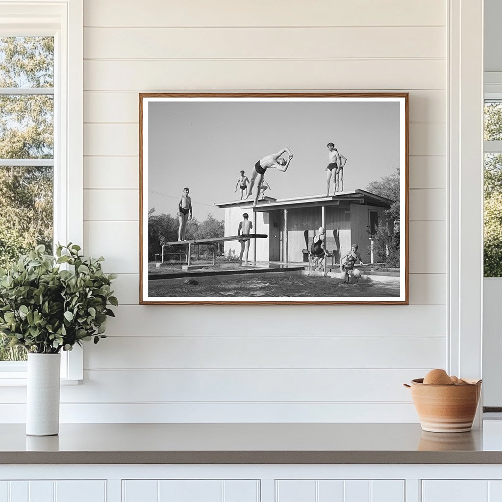 Kids Swimming at Dude Ranch Pool Coolidge Arizona 1940